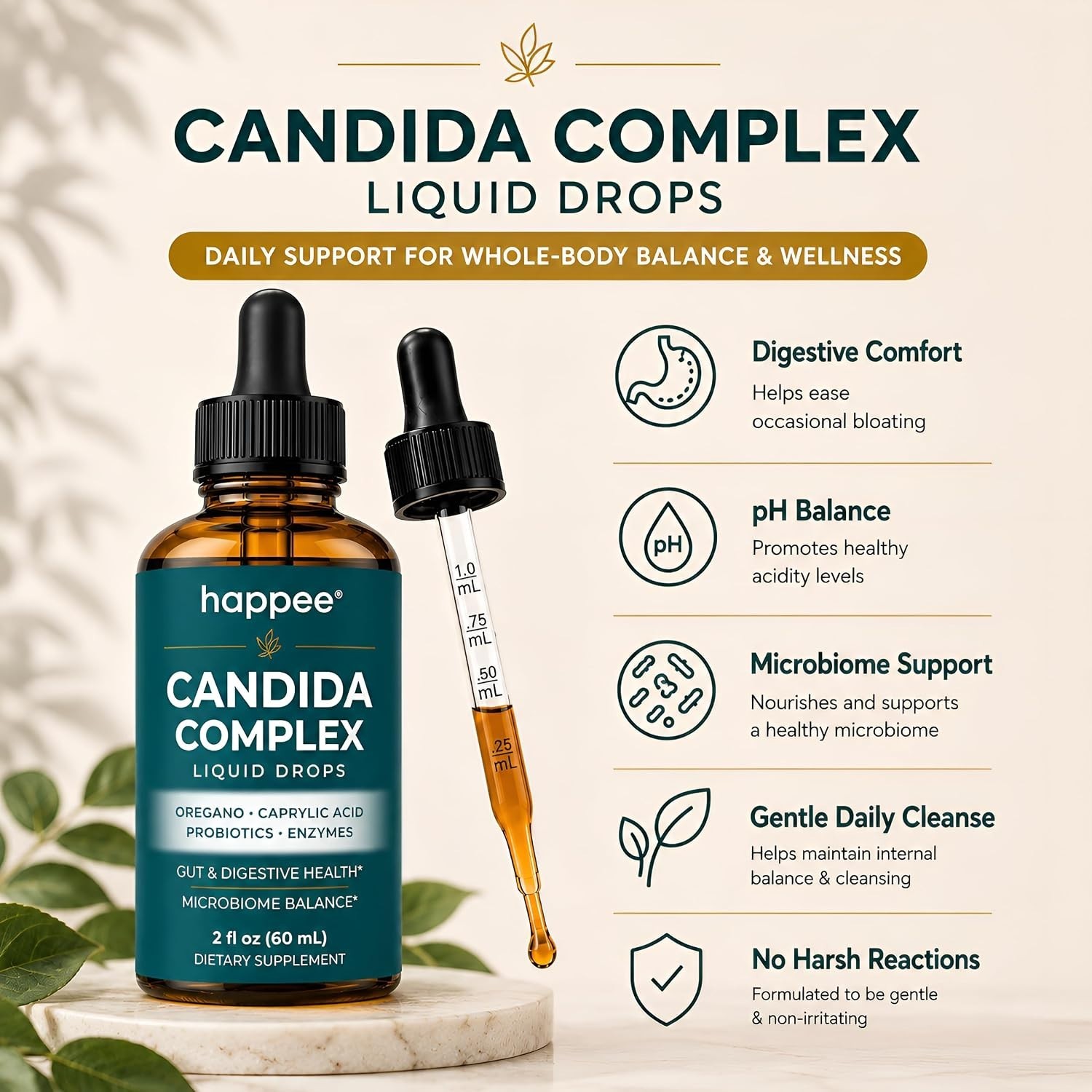 Candida Cleanse Drops Digestive, Gut & Oral Candida Support Supplement for Women
