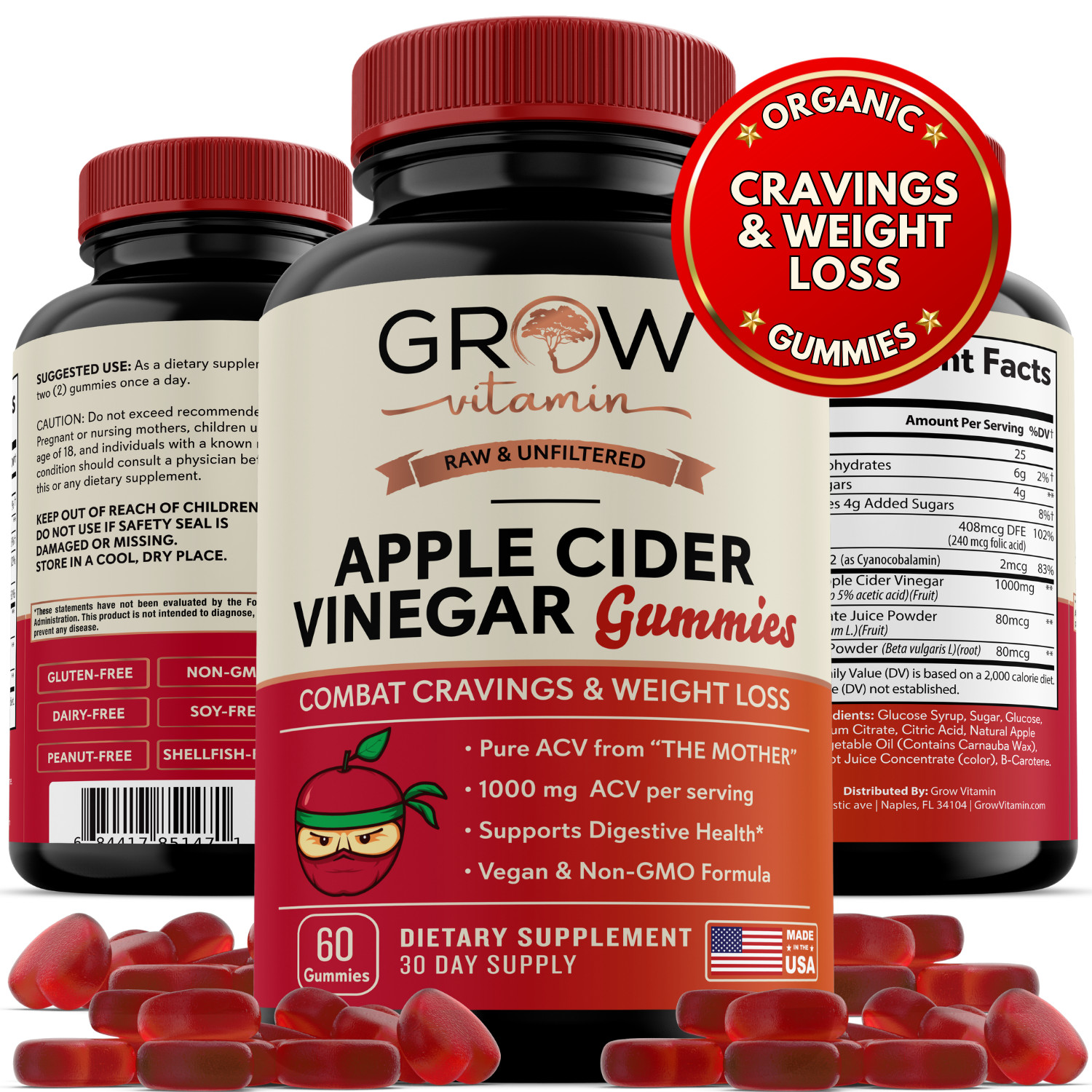Essential Elements Apple Cider Vinegar Gummies from The Mother – Naturally-So…