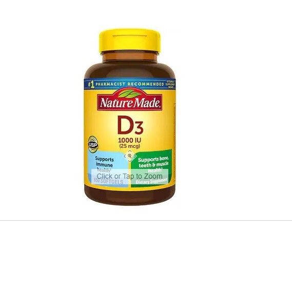 Nature Made Vitamin D3 25 mcg. 1000 IU 650 Softgels