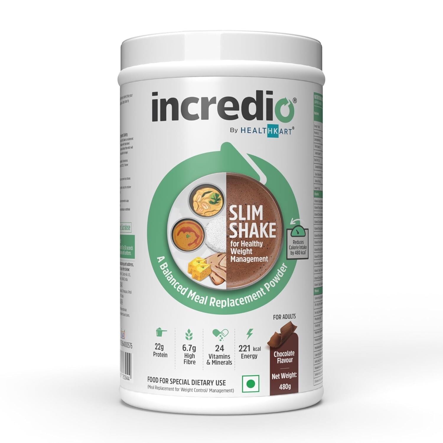 INCREDIO By Healthkart Slim Shake for Weight Management (Chocolate, 480g)