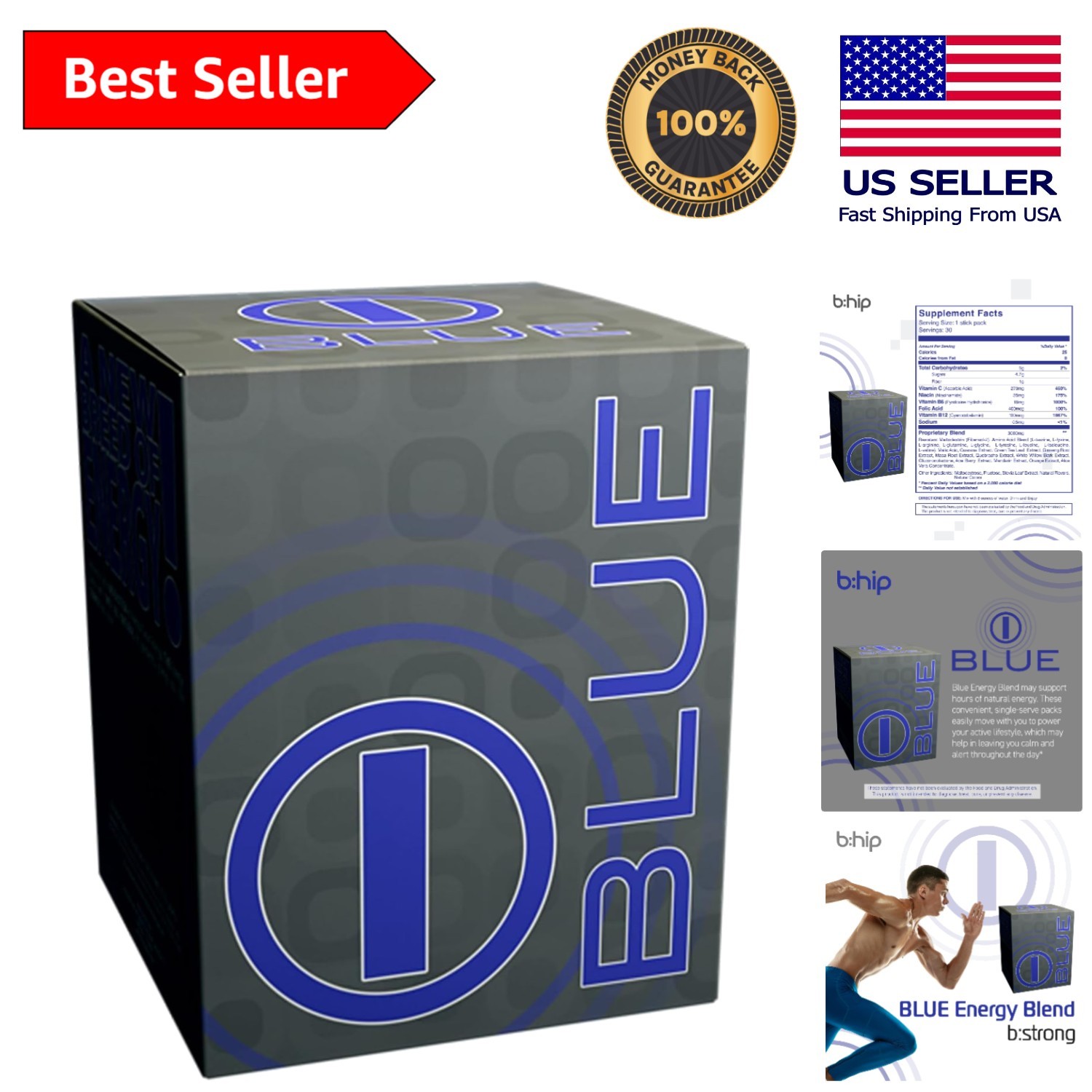 Natural Bhip Blue Flavor Energy Blend – Boost Stamina with 30 Convenient Packets