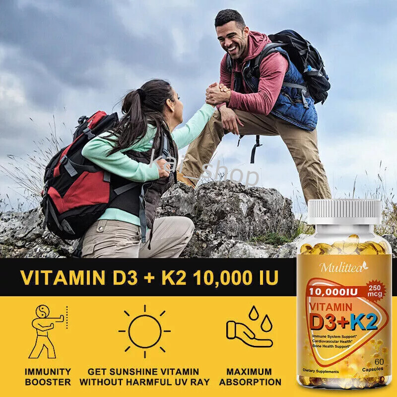 | Vitamin D3 K2 2X Plant Based Vitamin K2 MK7 + Vegan D3 Bone & Heart Health