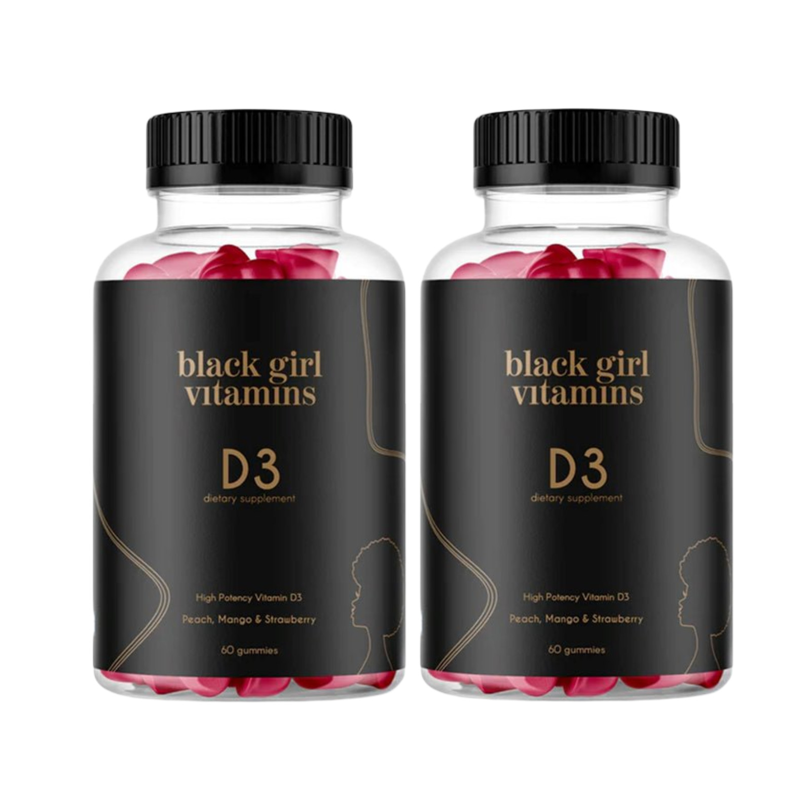 2-Pack Black Girl Vitamins D3 Gummies – Vitamin D3 Support Gummies – 120 Gummies