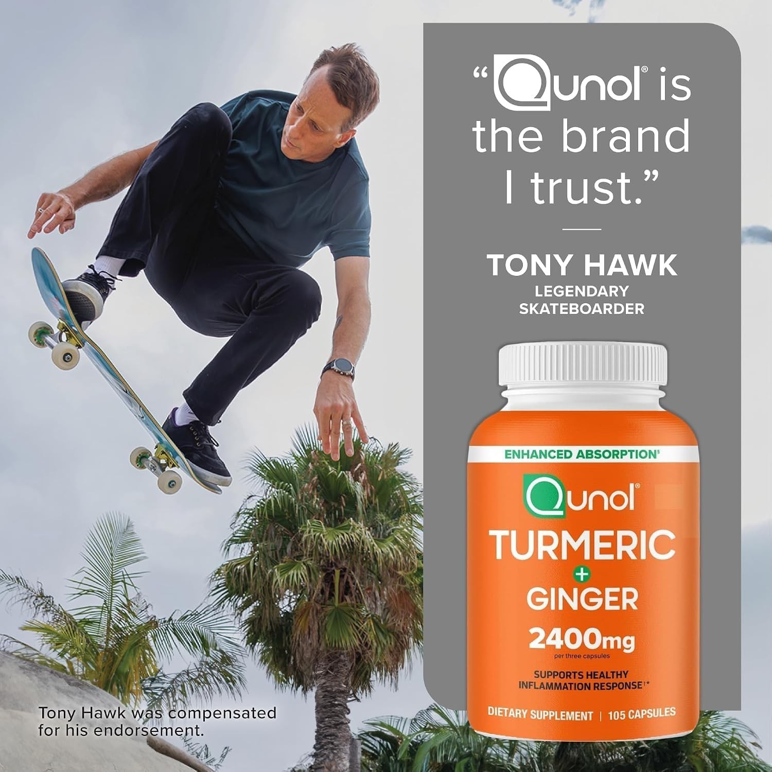 Qunol Turmeric Curcumin with Ginger & Black Pepper – 2400mg | 3 Pack
