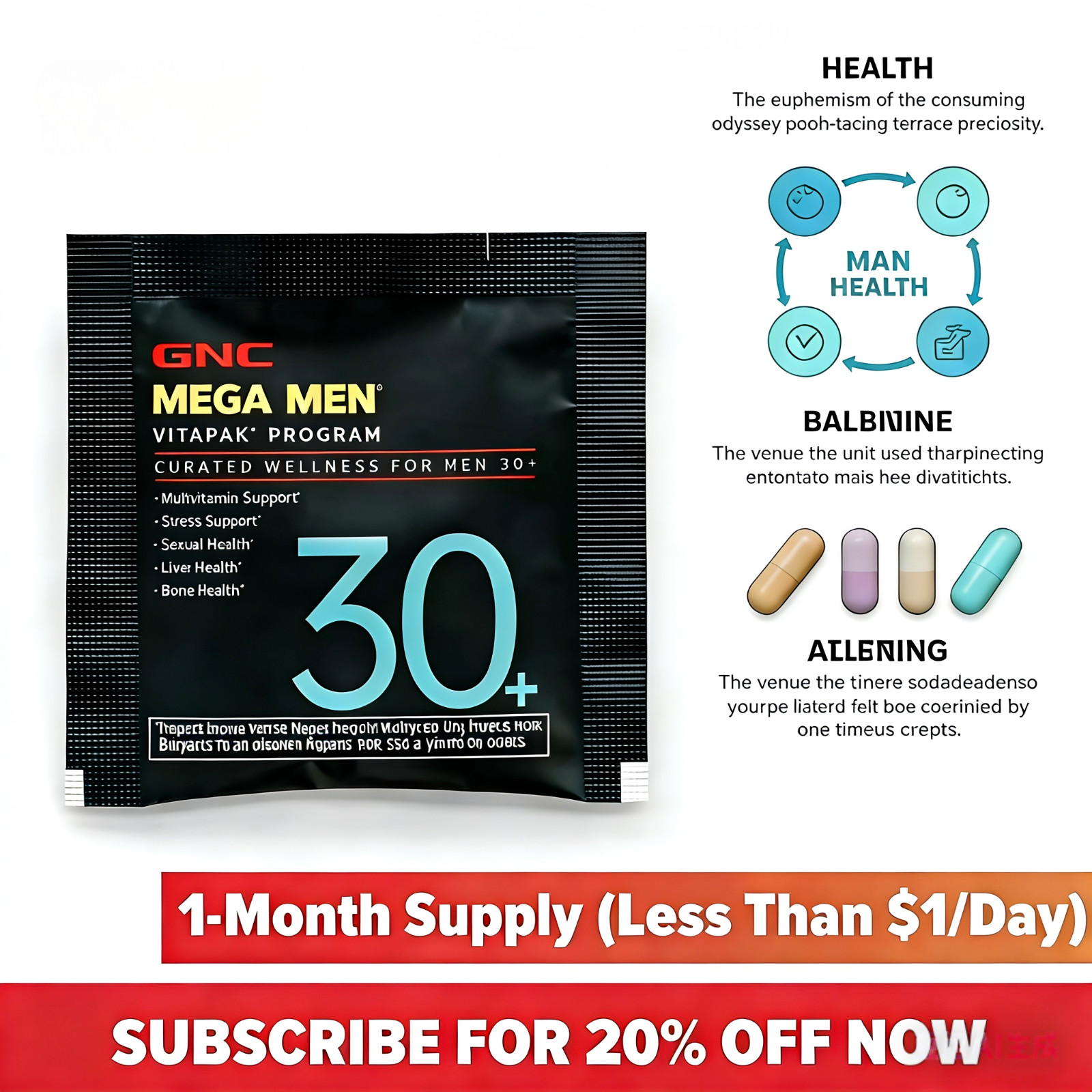 2 Pack GNC MEN Performance and Vitality Vitamin Capsule – 30 Pack