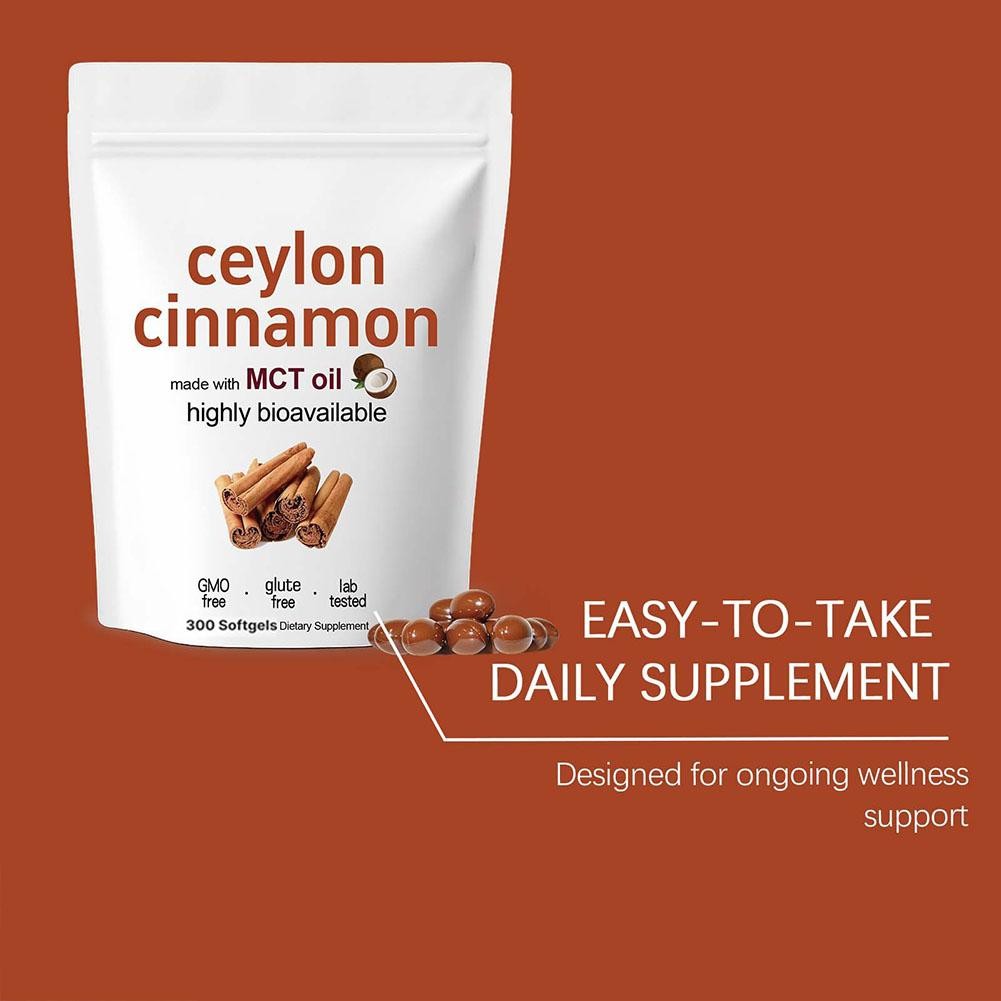 2 Pack Ceylon Cinnamon Supplement 7200mg Equivalent 300 Softgels W/ MCT Oil New
