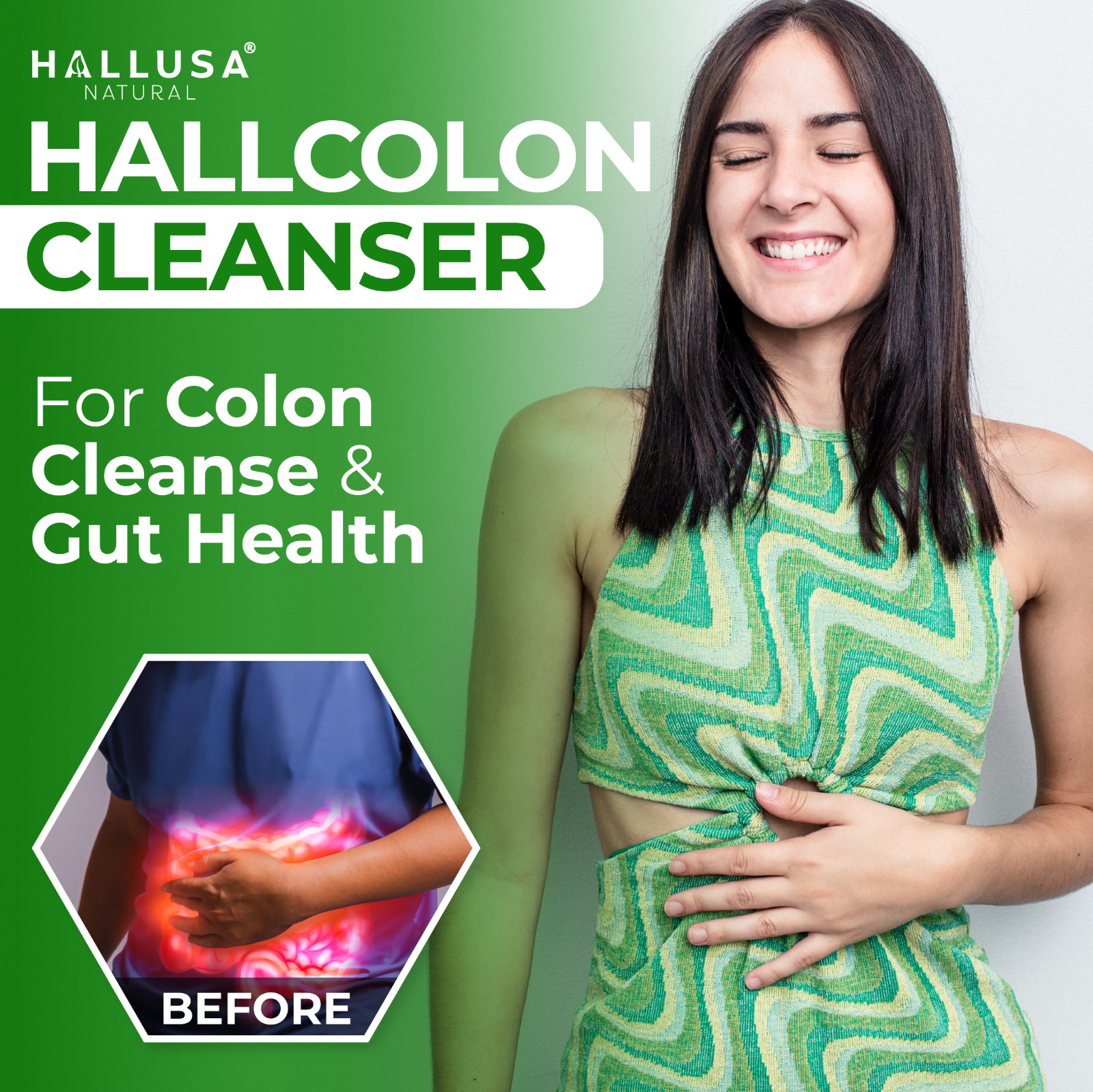 HALLCOLON – Digestive Health & Colon Cleanser – Detox Support – 90 Capsules