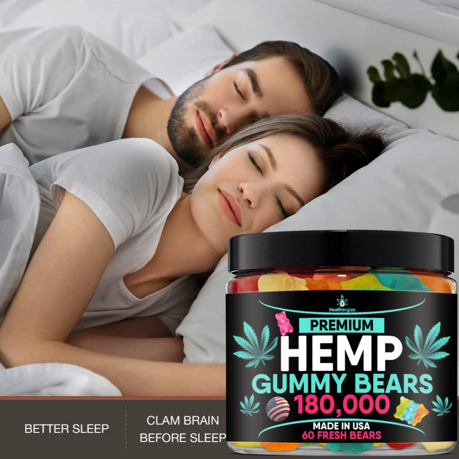 Natural Gummies-Healthergize 3 Pack Gift Box-Sleep, Calm, Relax, Pain-USA Made