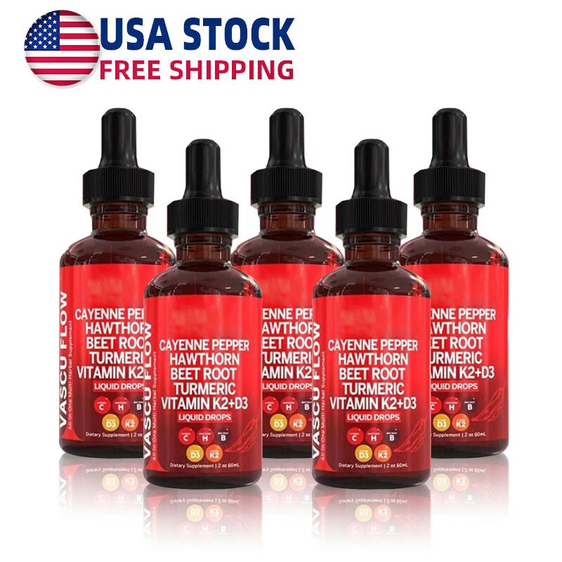 Cayenne Pepper Hawthorn Beet Root Turmeric Vitamin K2+D3 Liquid Drops 60ML Pro