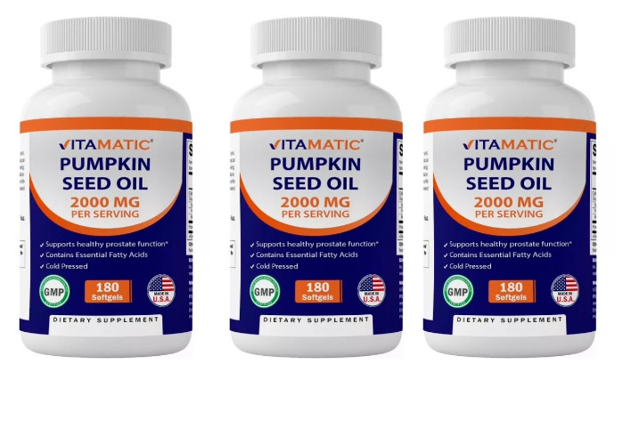 Pumpkin Seed Oil 2000mg 3X180 Softgels Nom GMO Made in the USA Cold Pressed