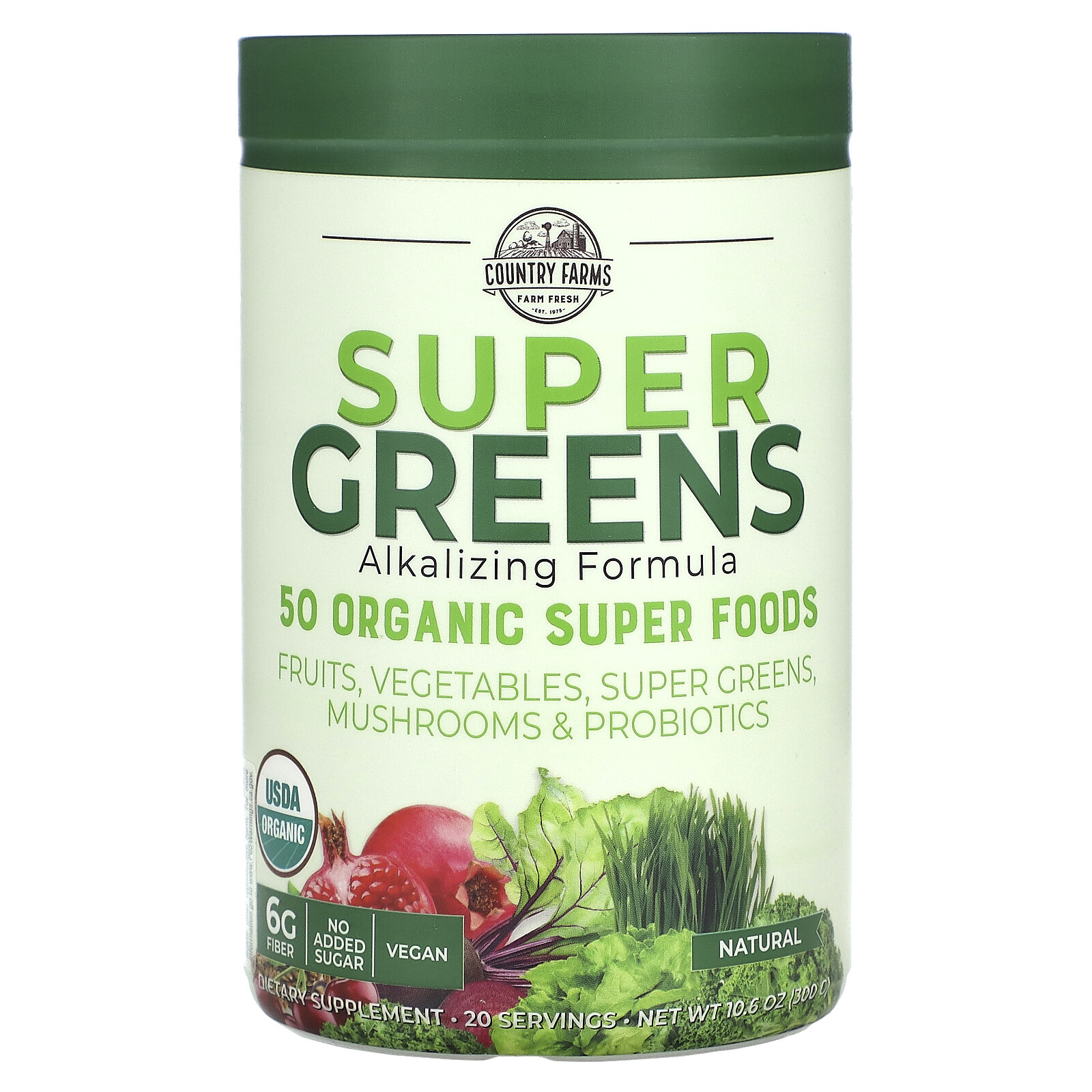 Super Greens, Alkalizing Formula, Unflavored, 10.6 oz (300 g)
