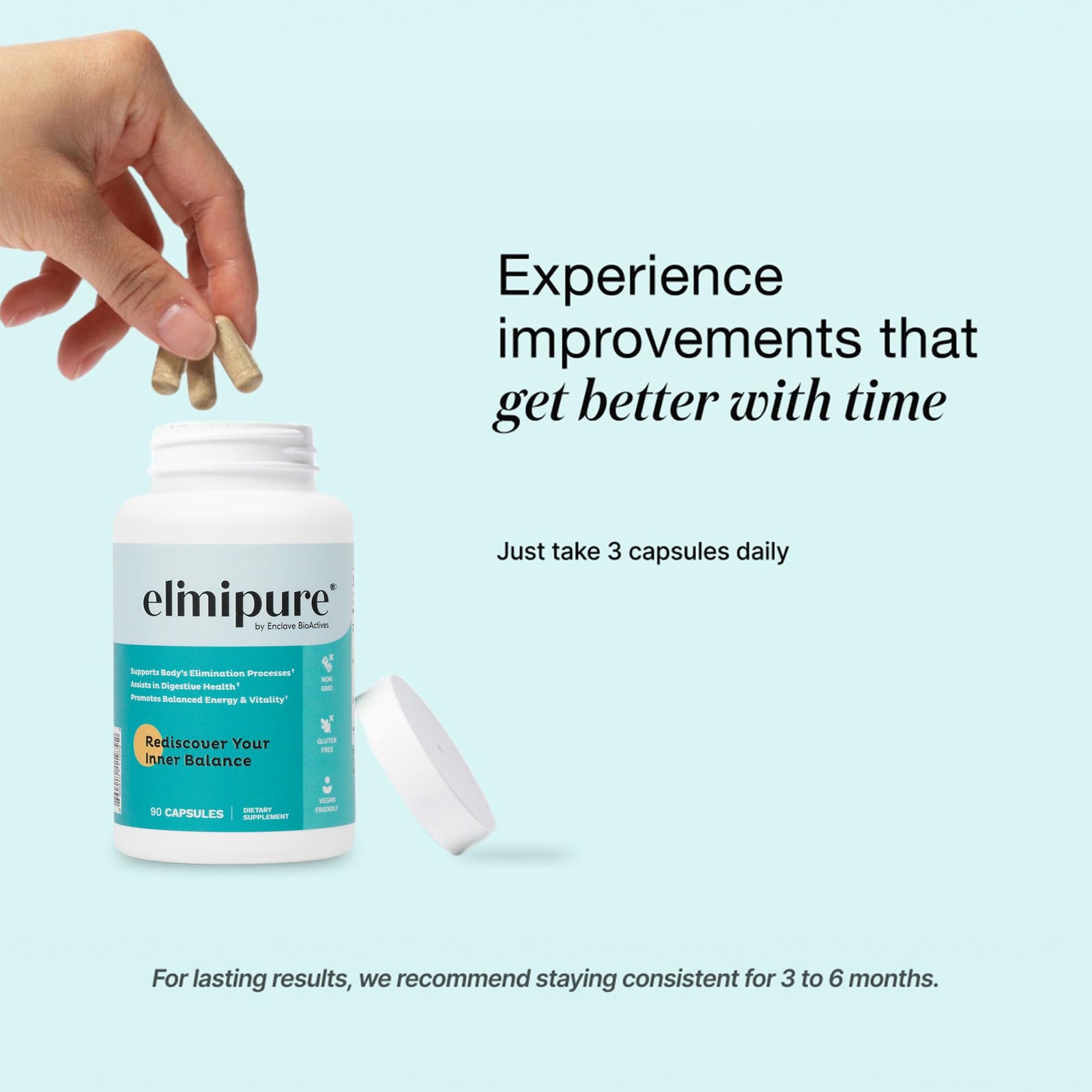 elimipure Gut Cleanse Restore Supplement organic Effective Detox Cleanse Capsule