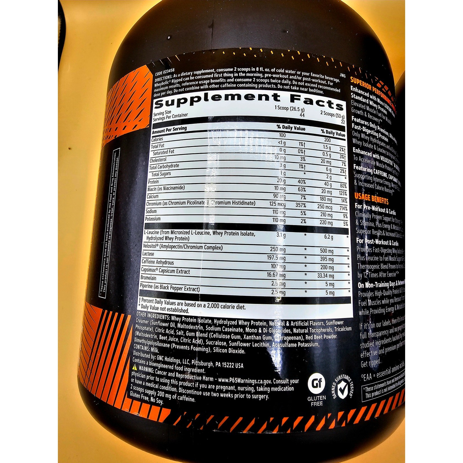 (2) GNC AMP Wheybolic Ripped Strawberries & Cream 2.6 lb / 22 Serv Each EXP 1/28