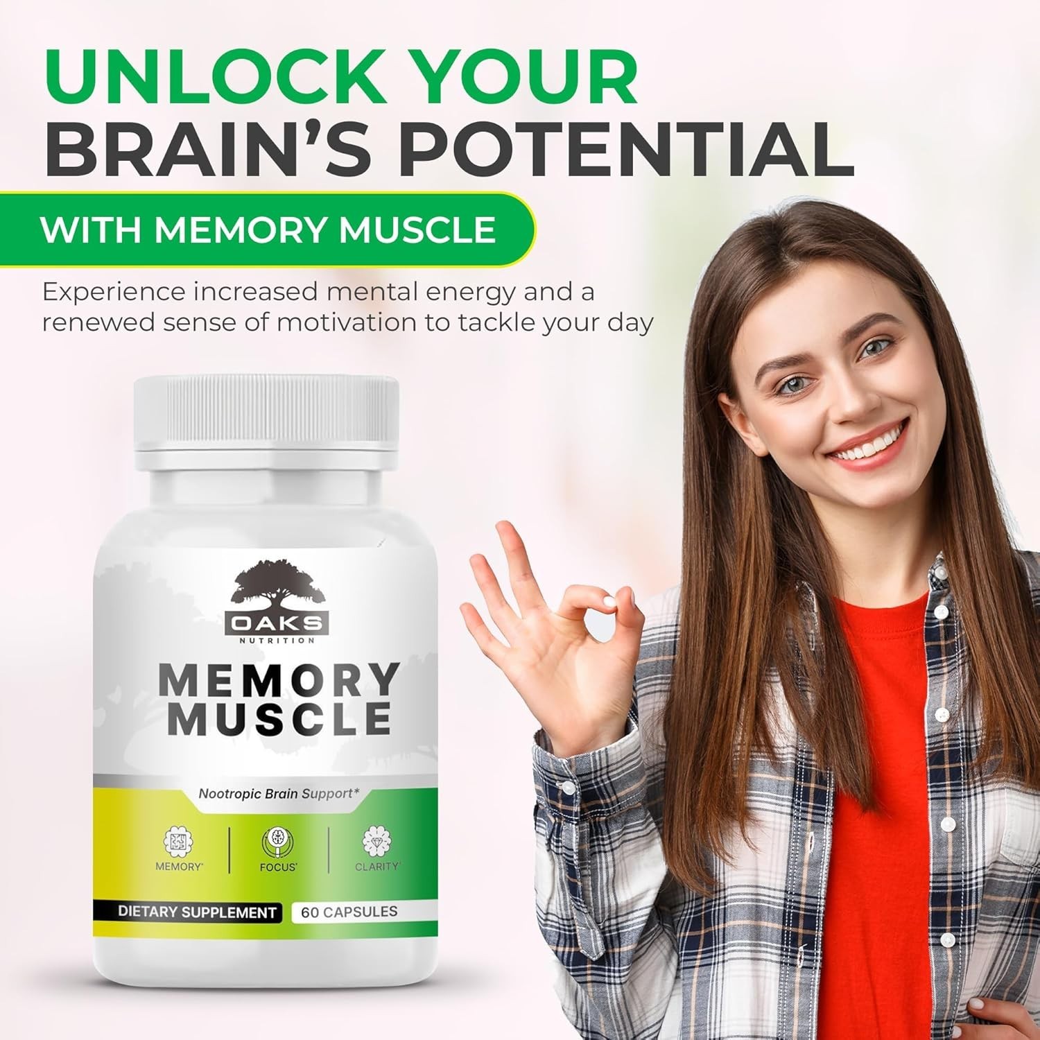 Memory Muscle – Advanced Nootropic Brain Supplement with Vitamin B12, Bacopa