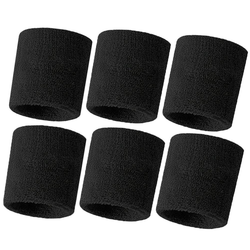 Thick Cotton Wrist Sweatbands for Sports, Gym, Tennis, Basketball 6 Pack