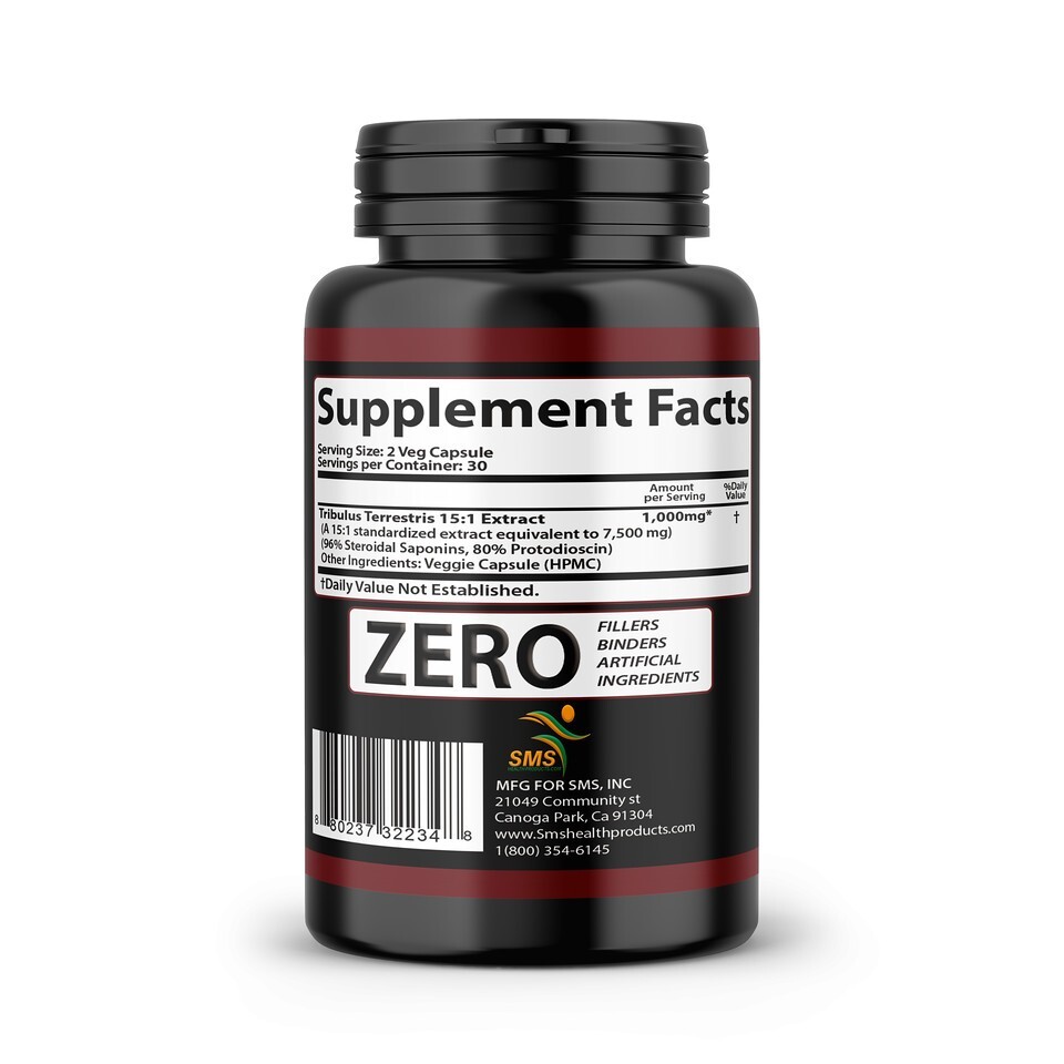 TRIBULUS TERRESTRIS 7500mg EXTRACT 96% SAPONINS MEN DIETARY SUPPLEMENT ORGANIC