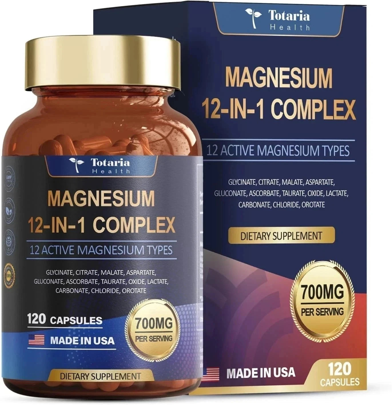Magnesium 12 in 1 Complex 700mg – Glycinate Citrate Malate Taurate – 3 Bottles P