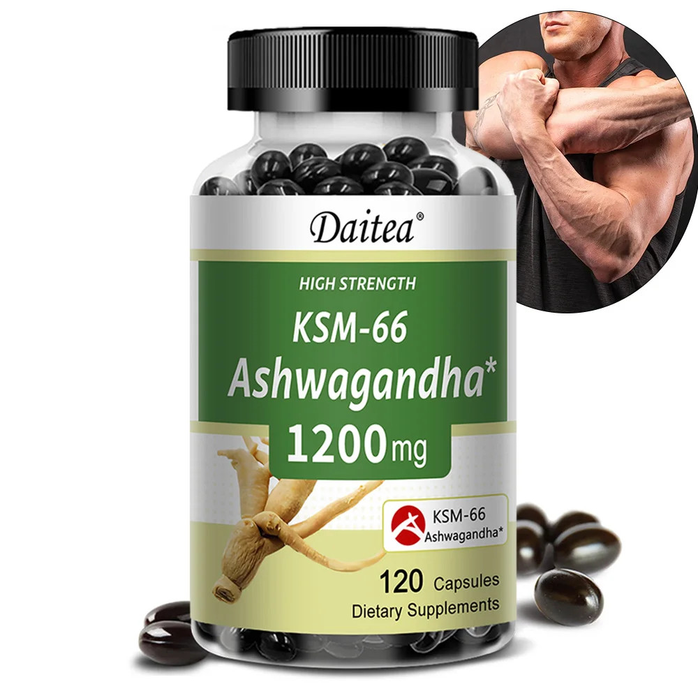 KSM-66 Ashwagandha 1200Mg Capsules, Stress Relief, Energy, Focus, Muscle Recover
