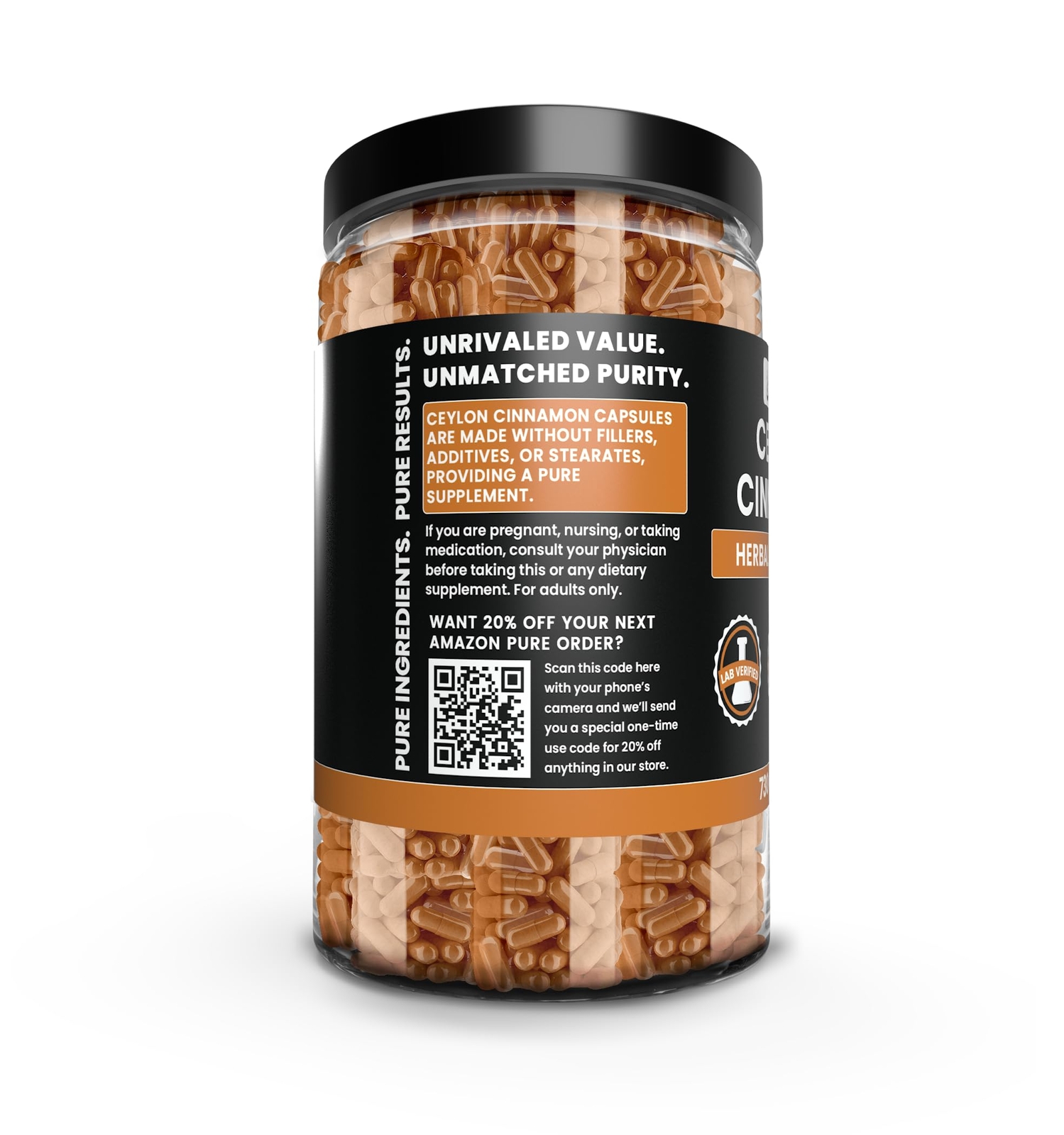PURE ORIGINAL INGREDIENTS Ceylon Cinnamon 730 Capsules No Magnesium or Rice F…