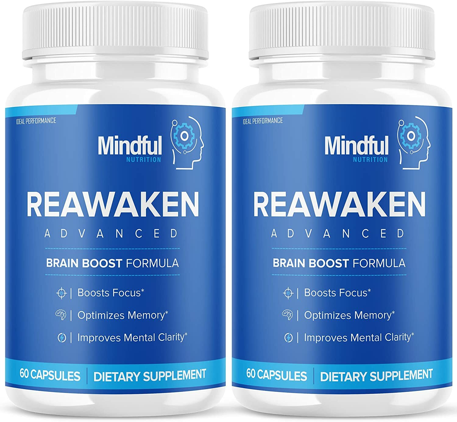 Reawaken Brain Boost Supplement Memory Mindful Advanced Formula 120 Caps 2 Pack