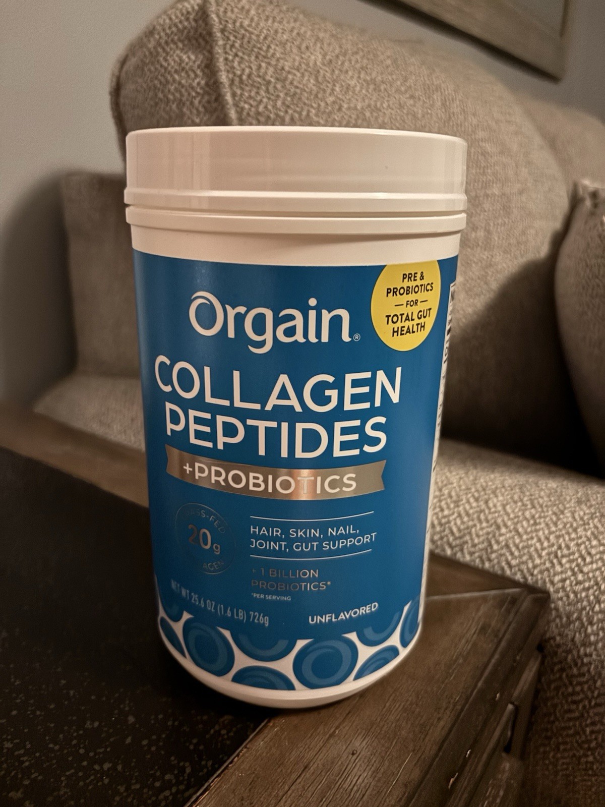 Orgain Collagen Peptides Probiotics Supplement Unflavored, Not Sealed But Full
