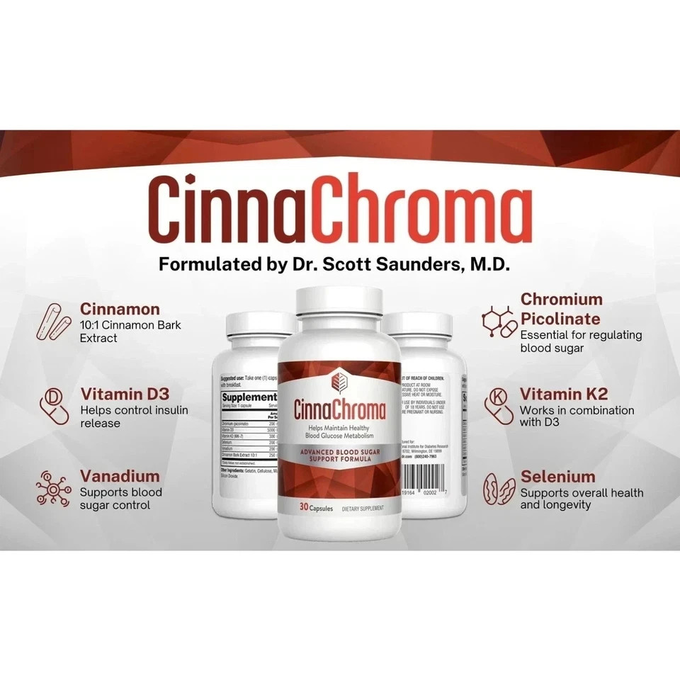 3Pack Barton Nutrition CinnaChroma Advanced Blood Sugar Support 30 Caps