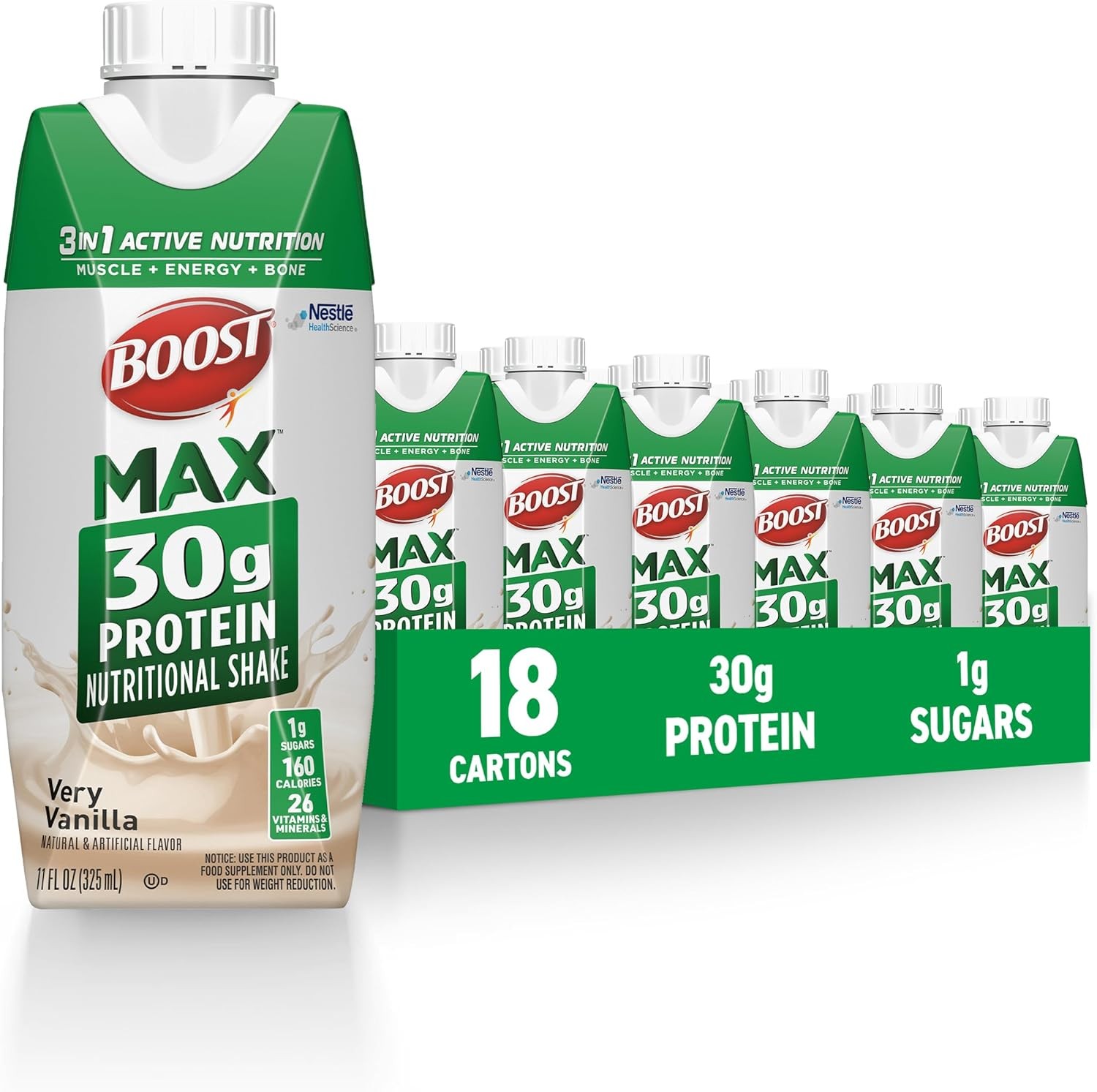 BOOST MAX Protein Shakes Ready to Drink – 30g High Protein Shake – Vanilla | Nut