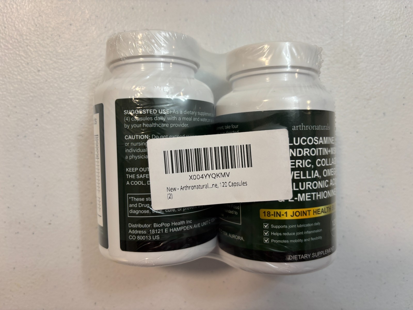 Arthronaturals 18 in 1, Joint Supplement with Glucosamine etc 2 pack exp 01/28