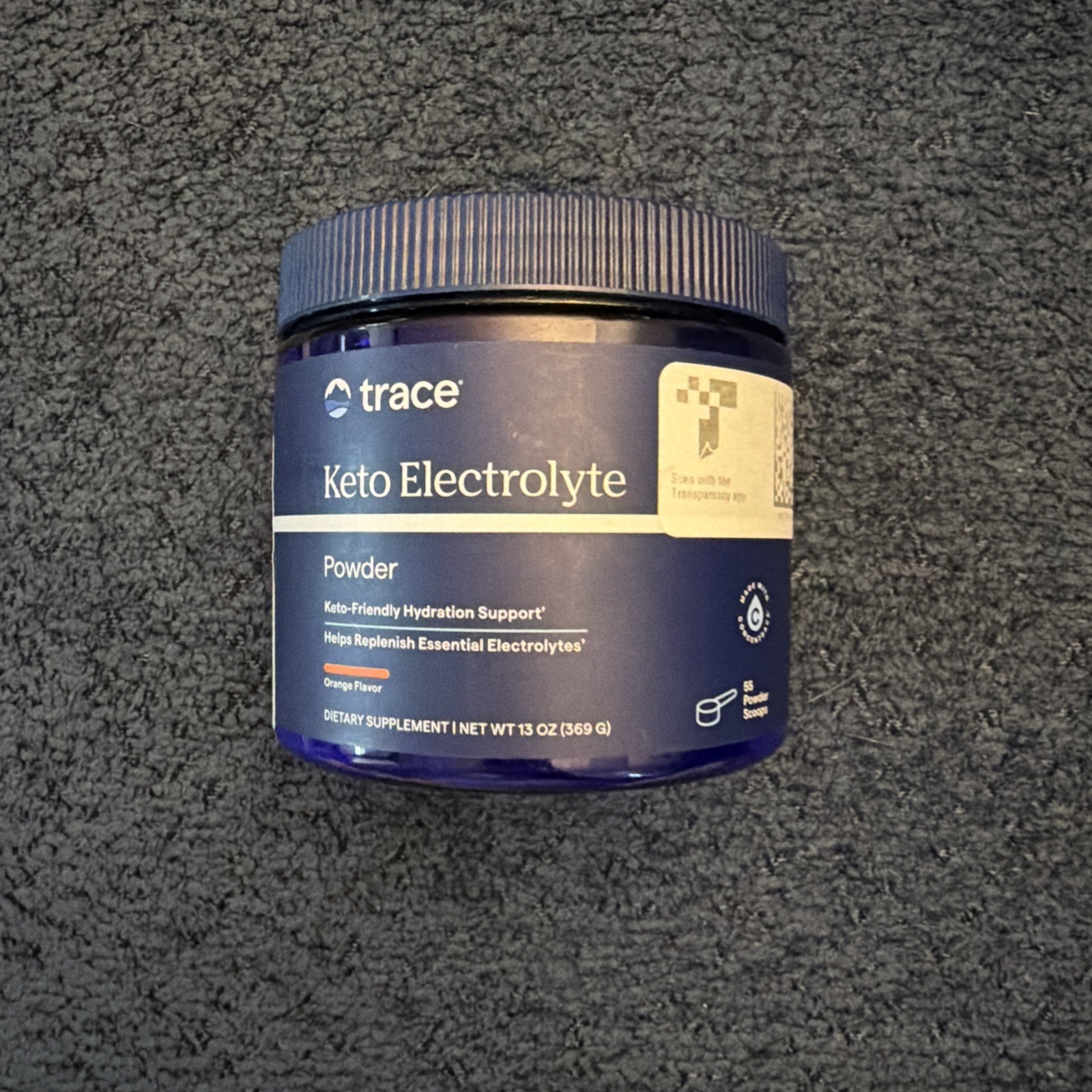 Trace Keto Electrolyte Powder-Orange Flavor-13 oz (369 g)