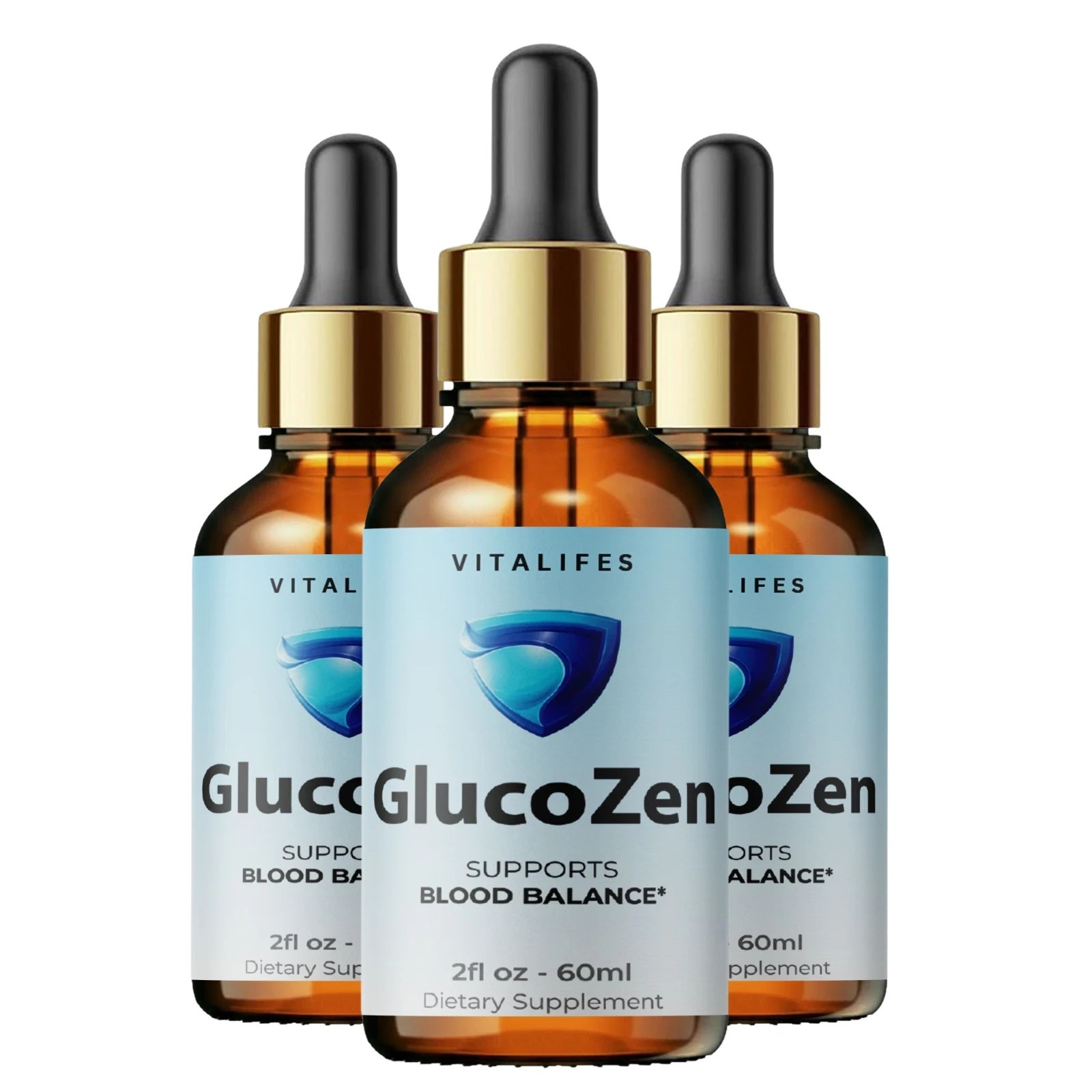(3 Pack) GlucoZen Drops, GlucoZen Max Strength Support Supplement (2 fl oz)