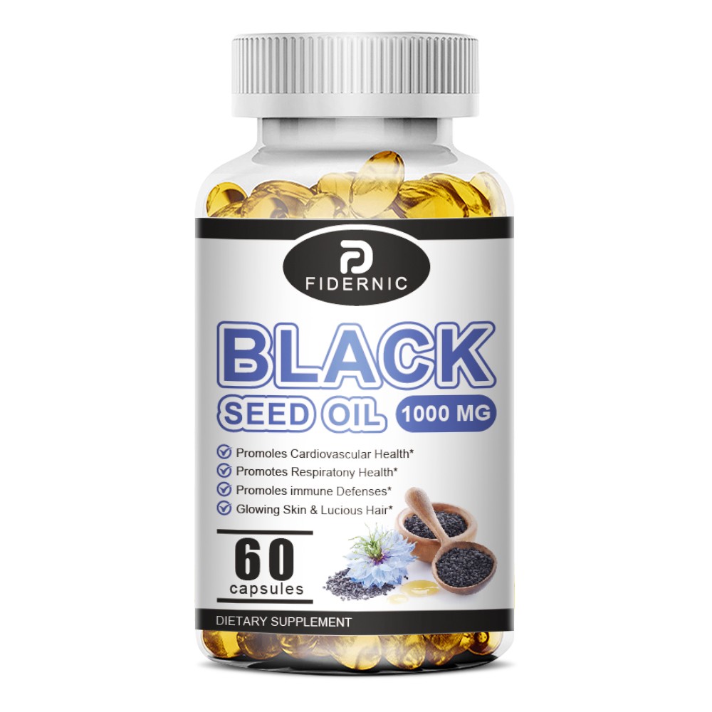 1000mg Black Seed Oil Capsules, Cold Pressed Nigella Sativa Immune Support