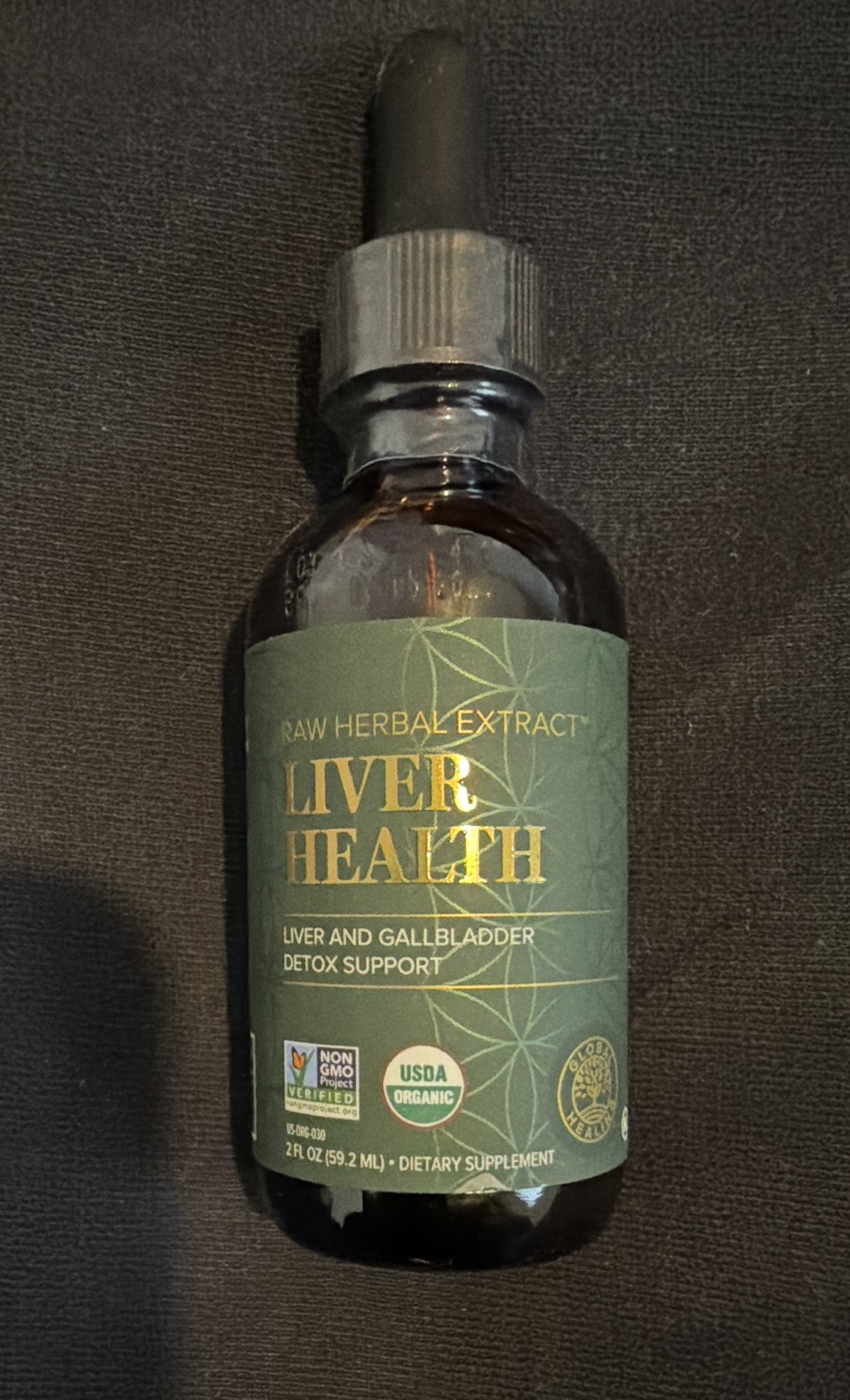 Global Healing Liver Health Herbal Extract Drops USDA Organic Vegan, 2 fl oz