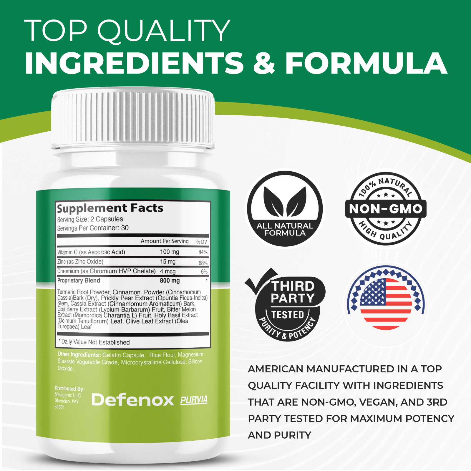 Defenox 7 Active Pure Blend Capsules Weight Loss Dietary Supplement Pills (60ct)