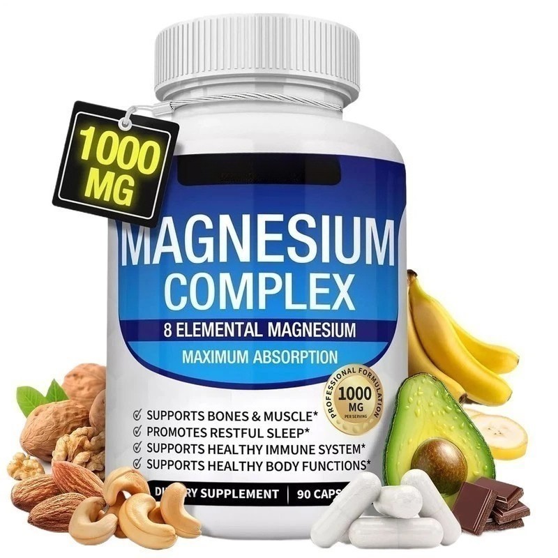 1~3x Magnesium Complex,1000mg of 8-element magnesium, Gluten Free Non GMO 90Caps