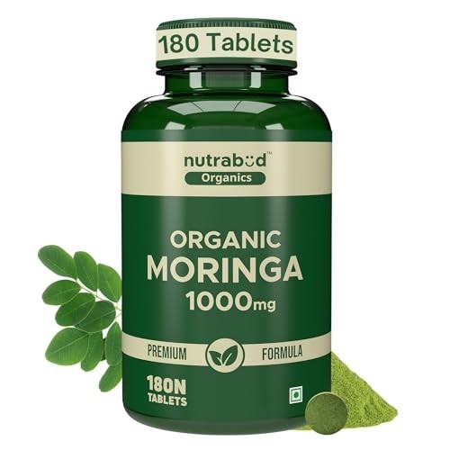 Nutrabud Moringa Tablets 1000mg 180 Count Organic Leaf Powder Supplement