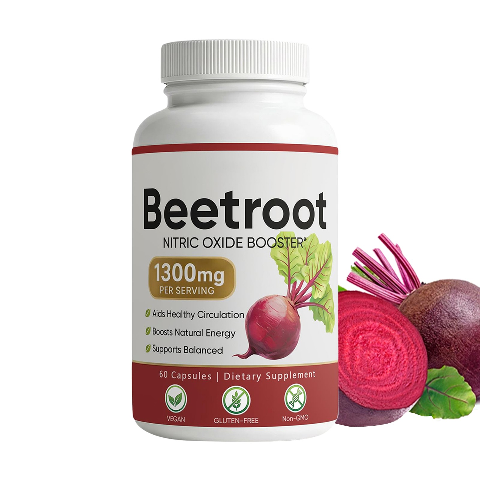 Beetroot – 1300mg, Lemeli Beet Root Supplement With Vitamin C 60 Capsules