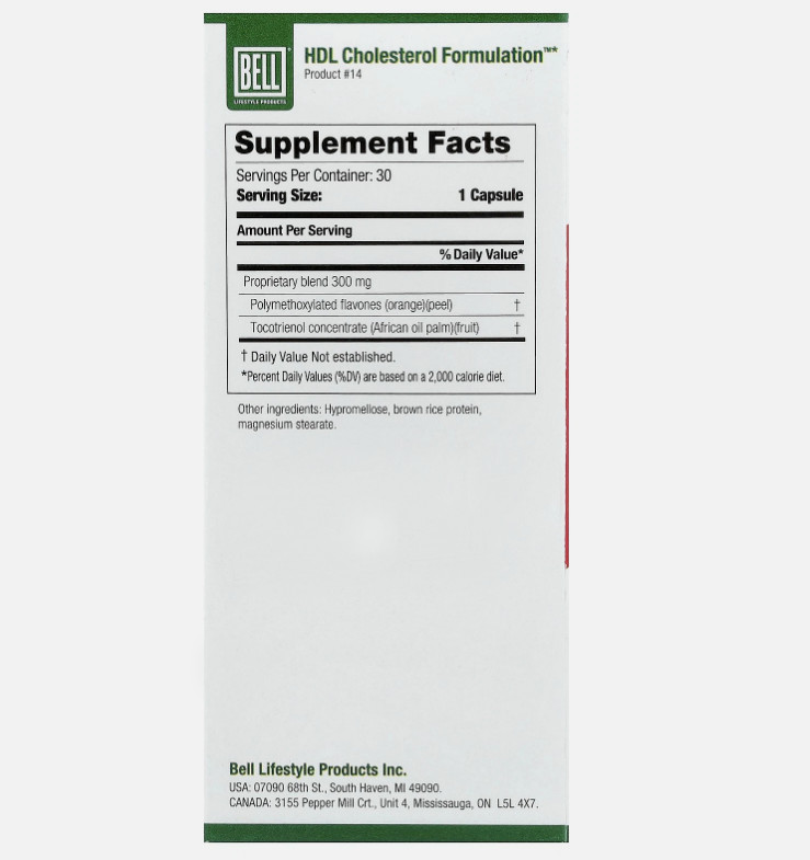 Bell Lifestyle, Hdl Cholesterol Formulation, 30 Caps
