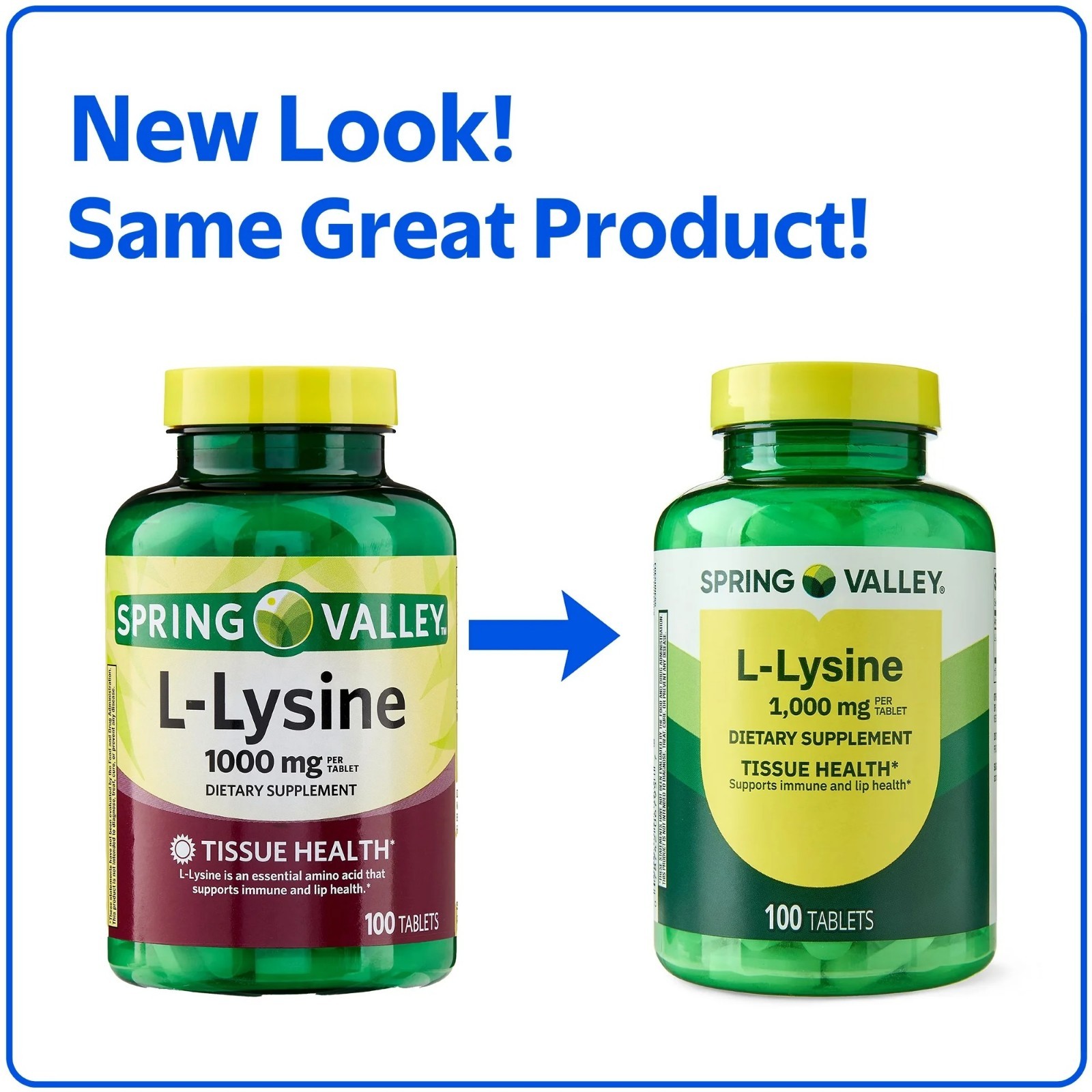 (Pack of 2) Spring Valley L-Lysine Dietary Supplements, 1000 mg, 100 Count