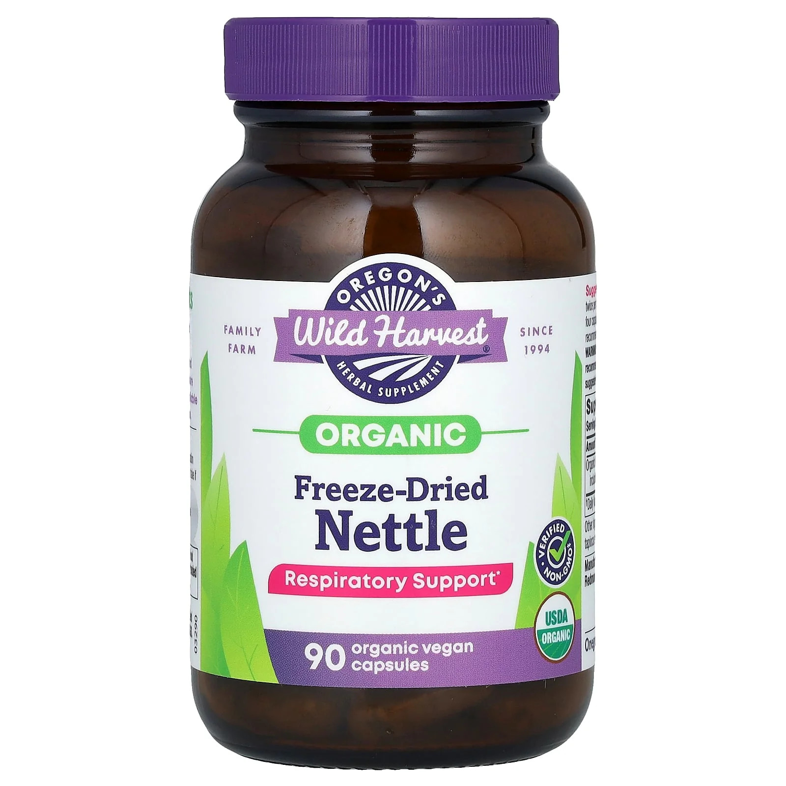 2 X Oregon’s Wild Harvest, Organic Freeze-Dried Nettle, 90 Organic Vegan Capsul