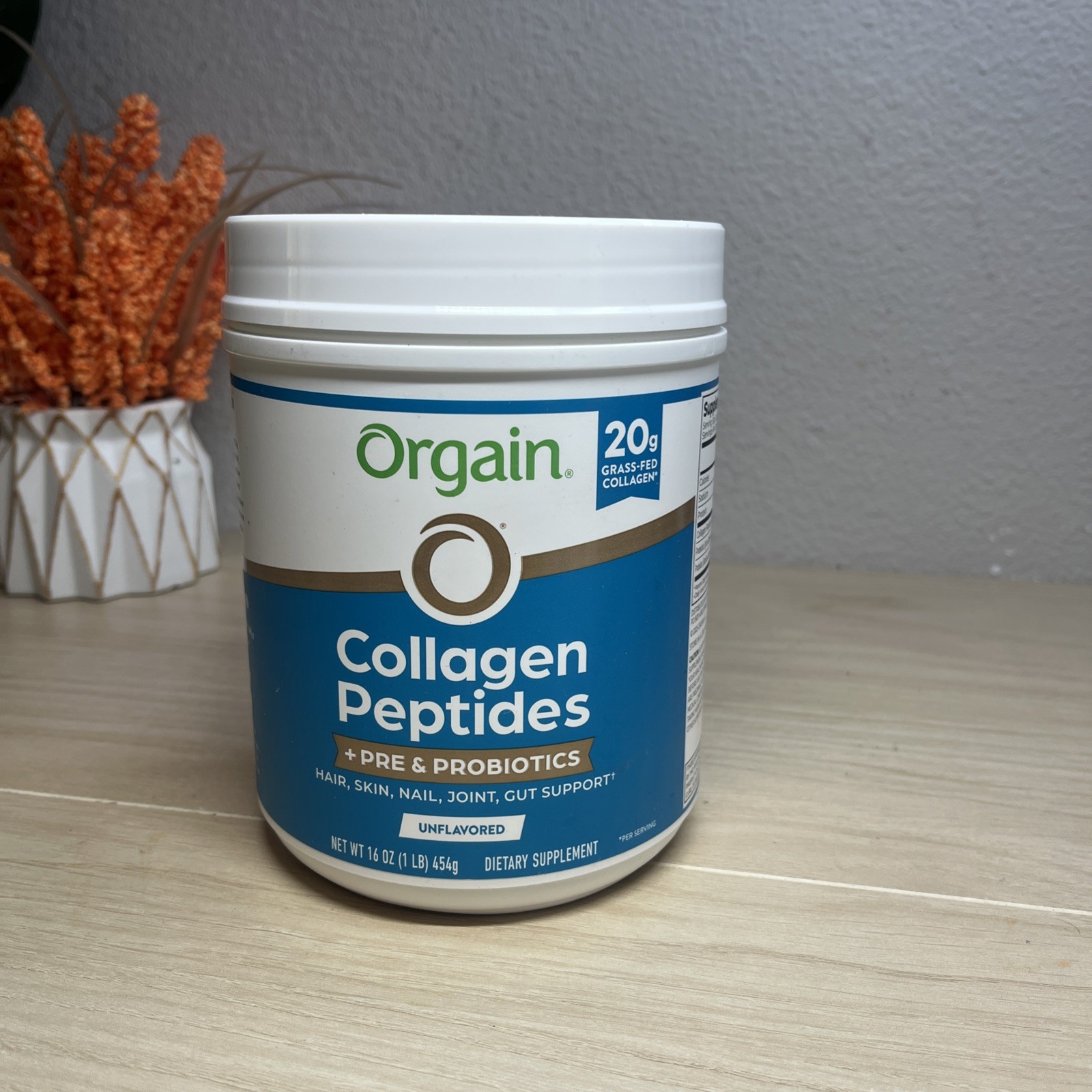 Orgain Hydrolyzed Collagen Peptides + Prebiotic & Pro 16 Fl Oz (Pack of 1)