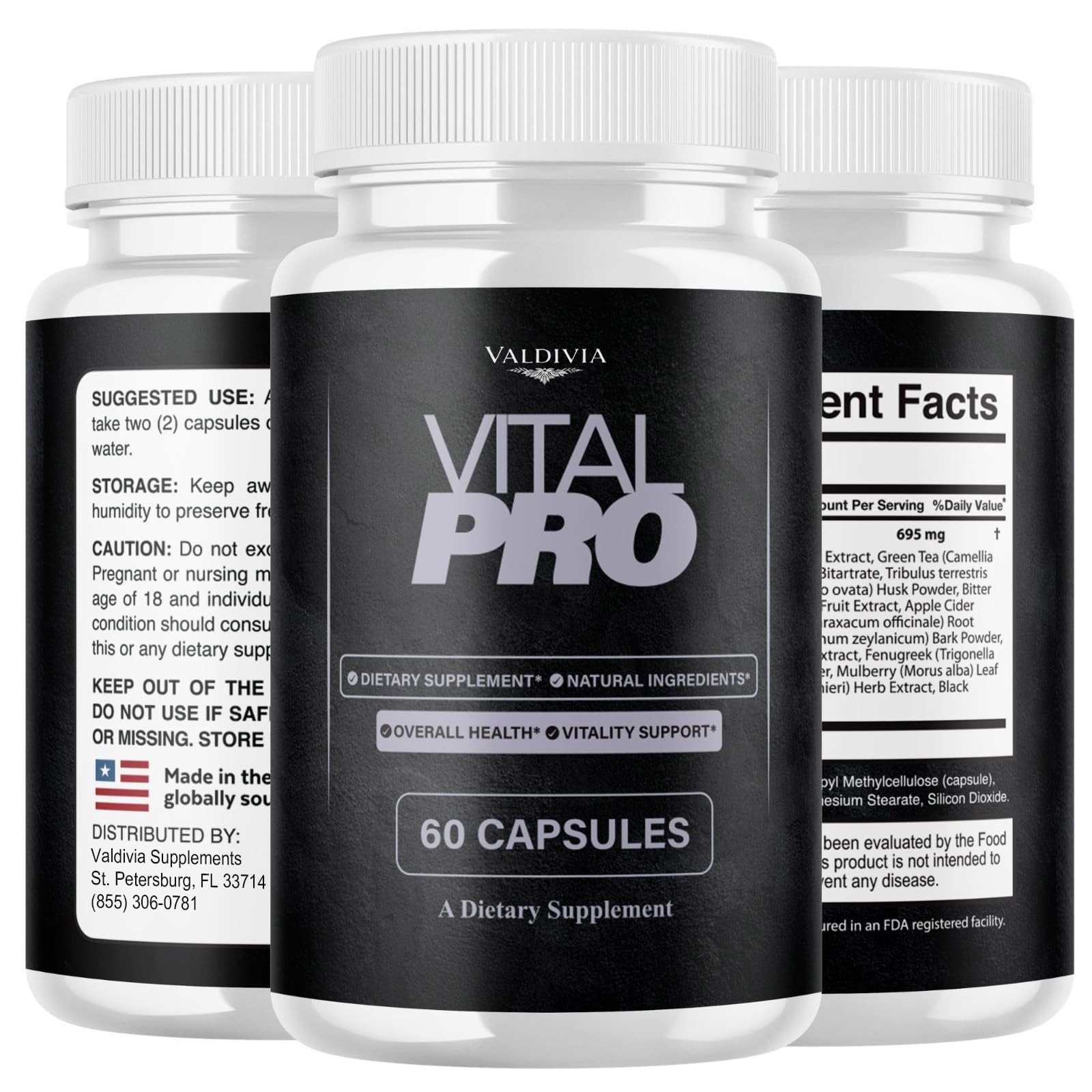 VitalPro Men Daily Wellness Supplement Capsules Energy Strength 1 Pack 60Ct