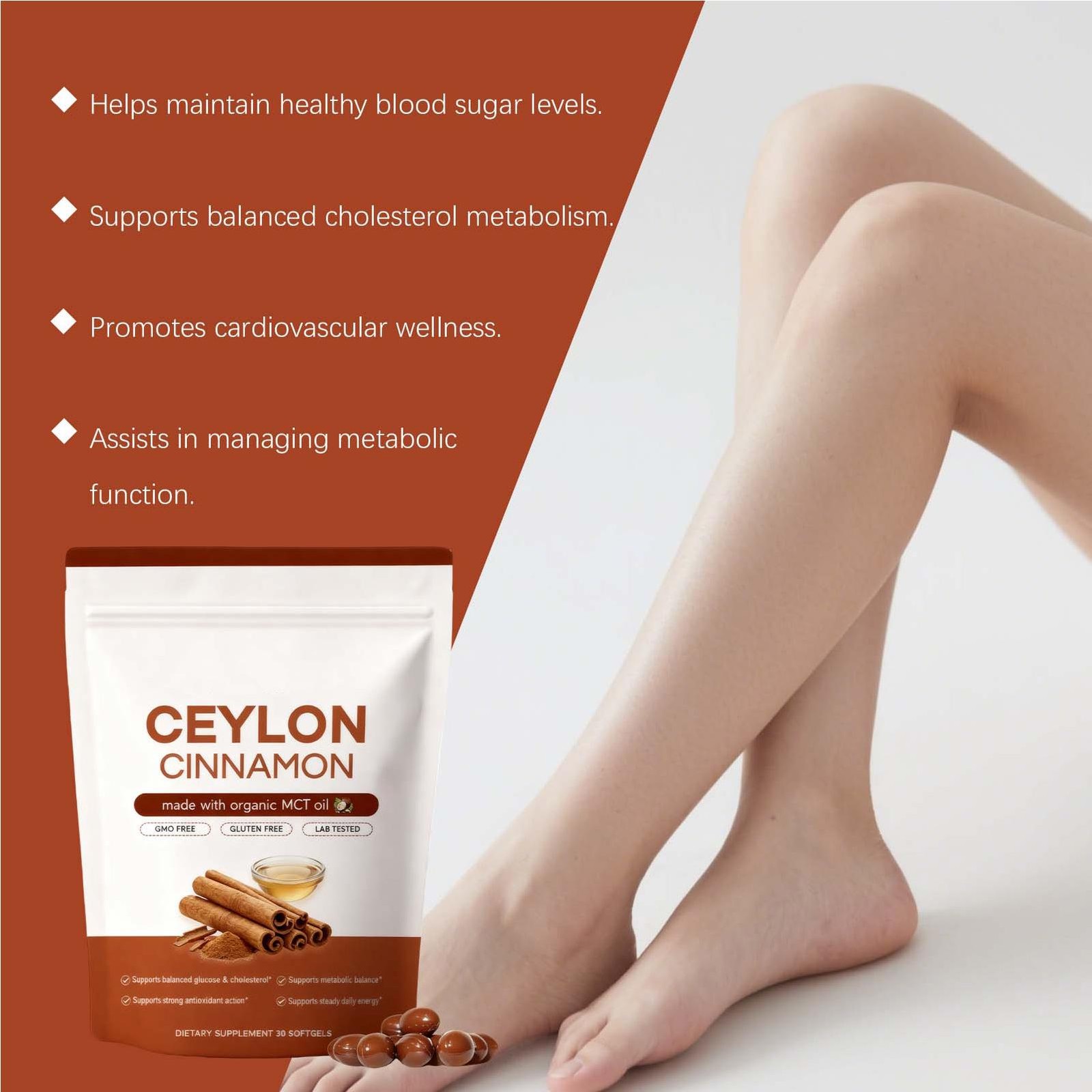 Ceylon Cinnamon 7,200Mg Equivalent 300 Softgels With MCT Oil 30 Soft Gels