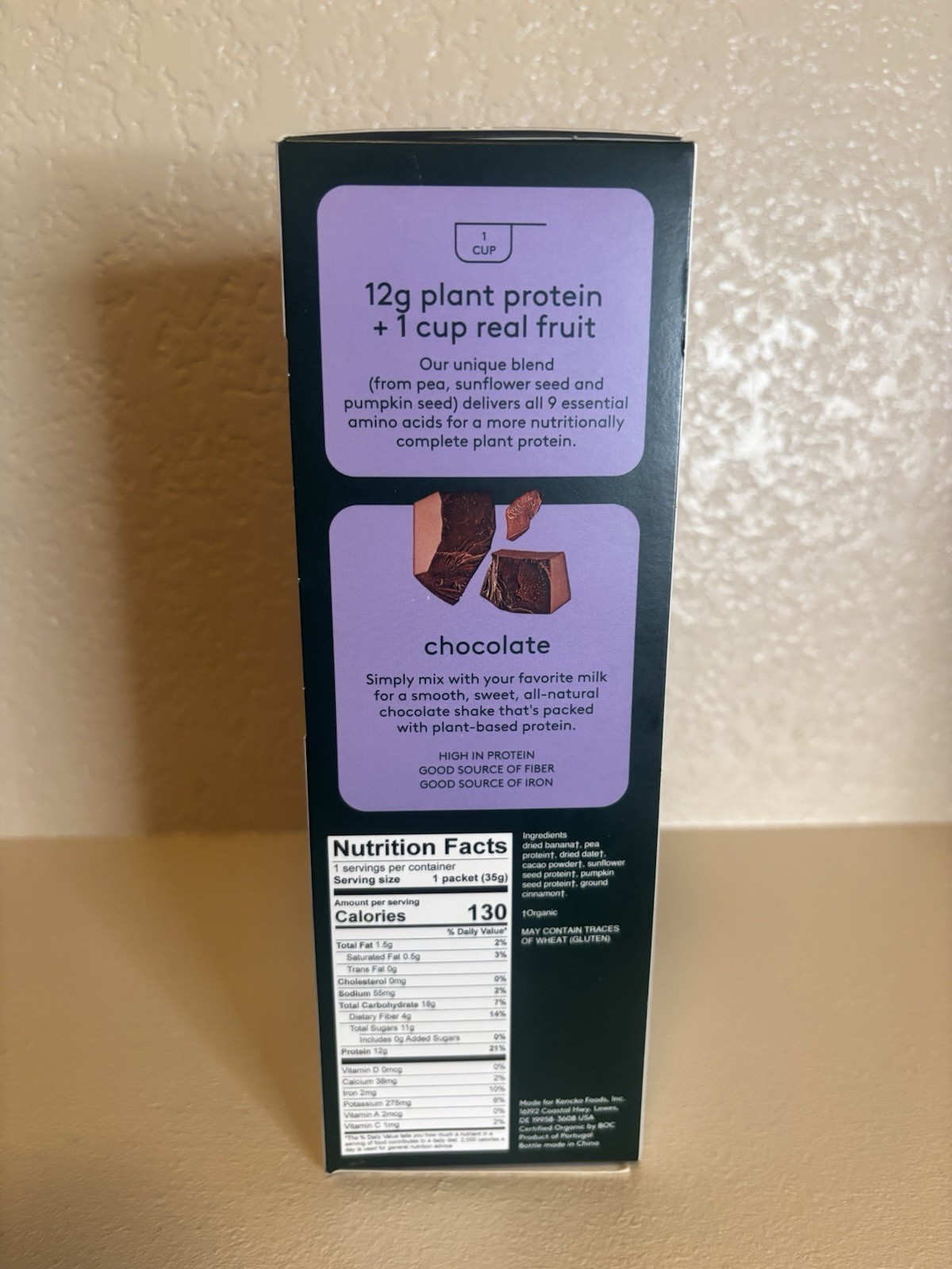 kencko Shaker Bottle + Chocolate Smoothie Mix 1 Packet 35g Plant Protein