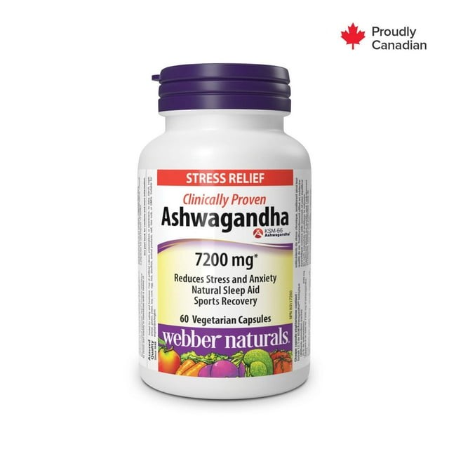 Webber Naturals® Ashwagandha 7200 mg, Stress Relief, 60 Capsules