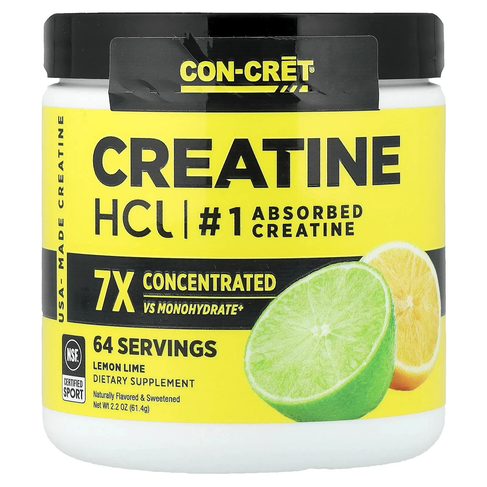 CON-CRET Creatine HCI 7x Concentrated vs Monohydrate Lemon 48 servings Exp 07/28