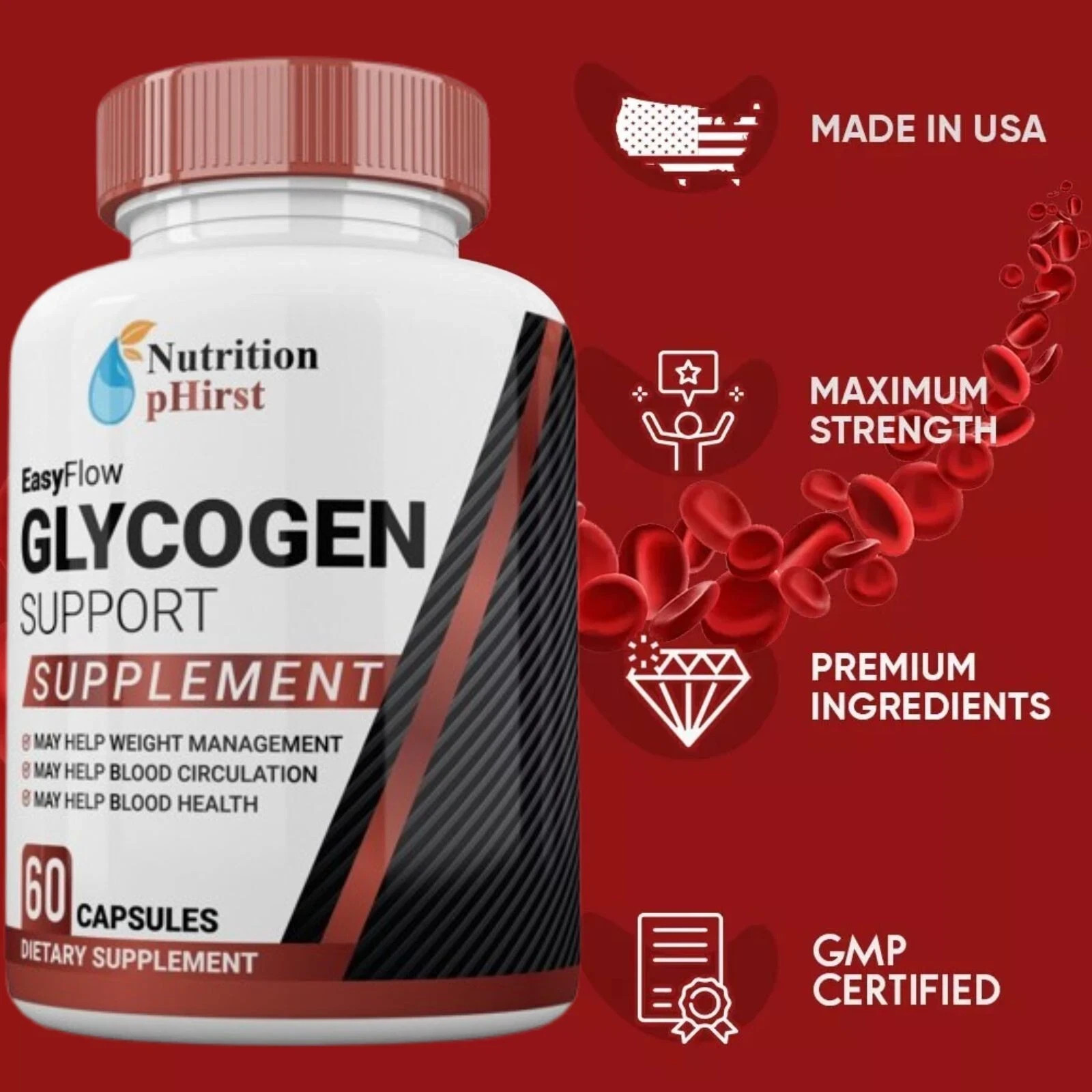 EasyFlow Glycogen Support Pills, Easy Flow Capsules Blood Support (1 Pack) USA