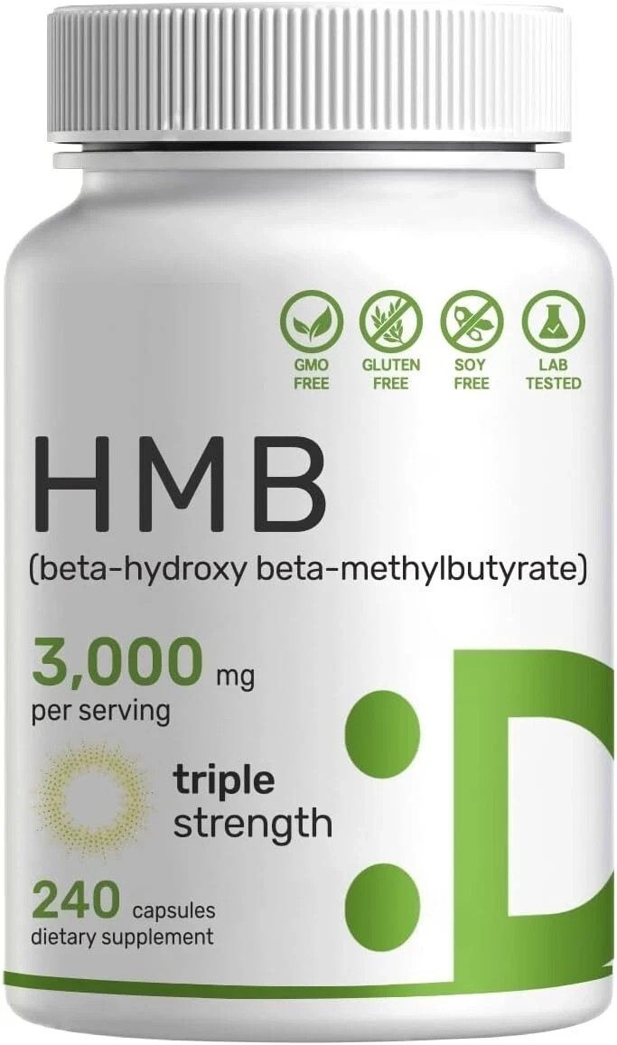 Triple Strength HMB 3000mg Per Serving, 240 Caps Non GMO/Gluten Free New Sealed