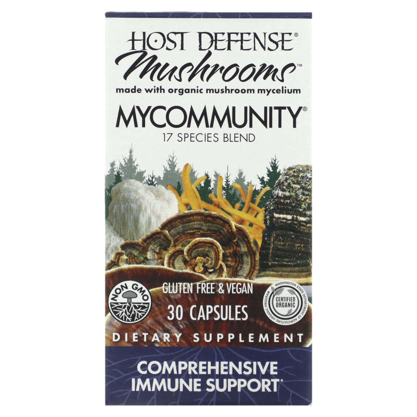 Host Defense MyCommunity Capsules – 17 Species Blend Mushroom Supplement for Imm