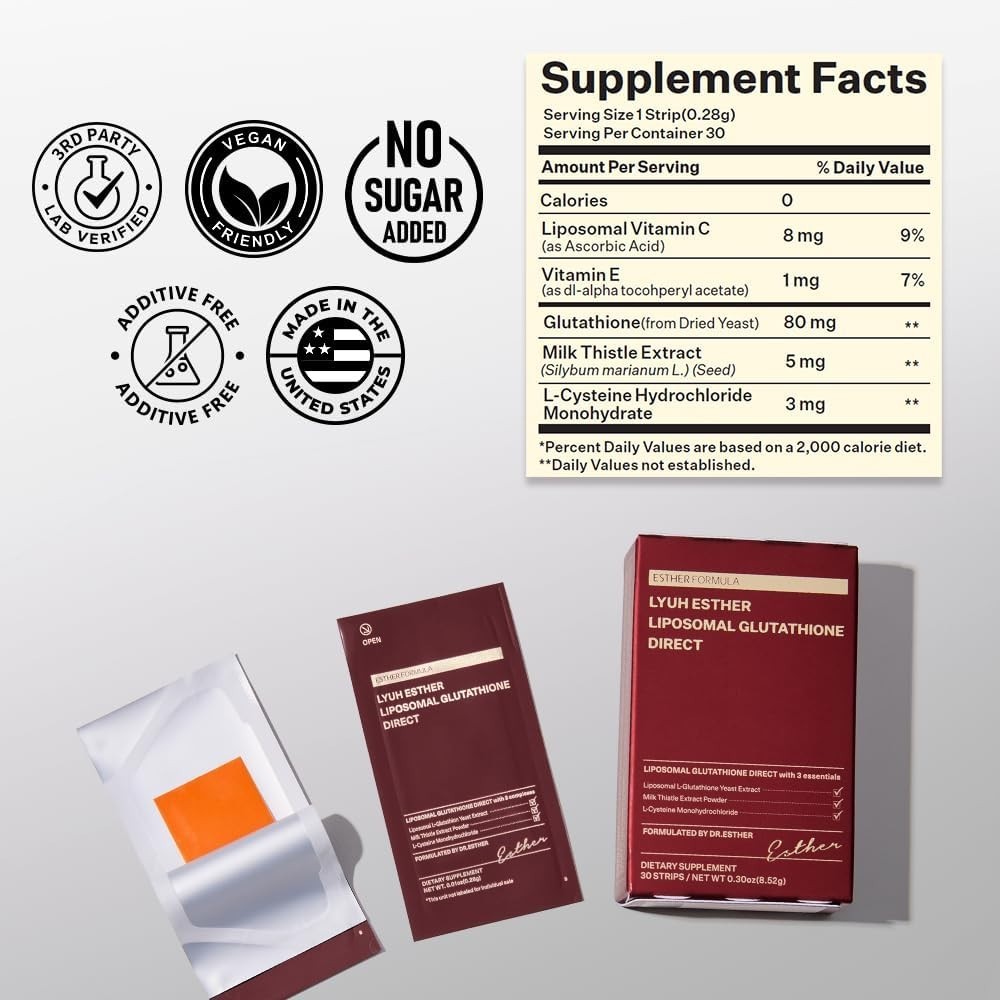 ESTHER FORMULA Liposomal Glutathione Strips 284mg×90 Glutathione Direct, Anti…