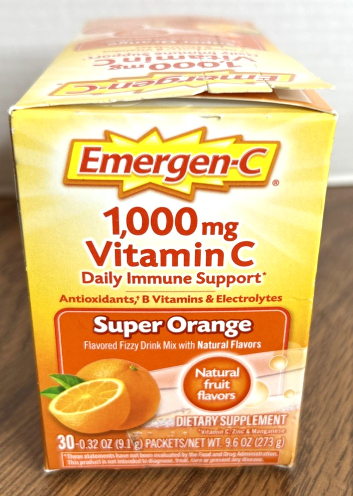 Emergen-C Vitamin C Drink Mix Powder Packets – Super Orange – 30ct 12/2027 NEW